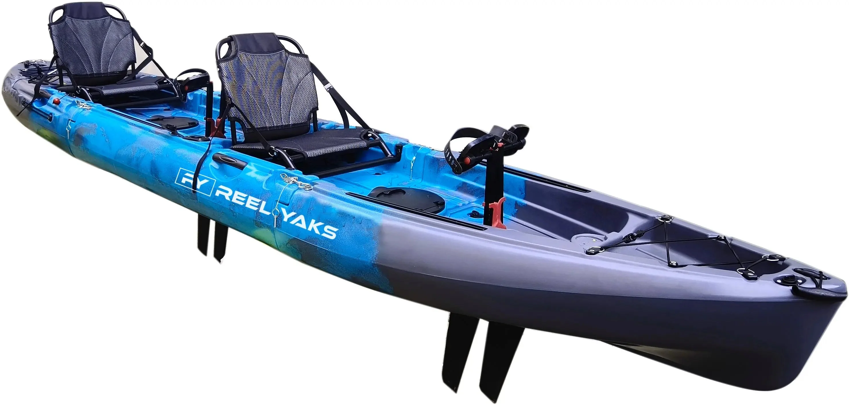 14ft Raptor Tandem or Solo Modular Raptor Fin or Prop Drive Pedal Fishing Kayak | 520lbs Capacity | 3 Piece - Image 5