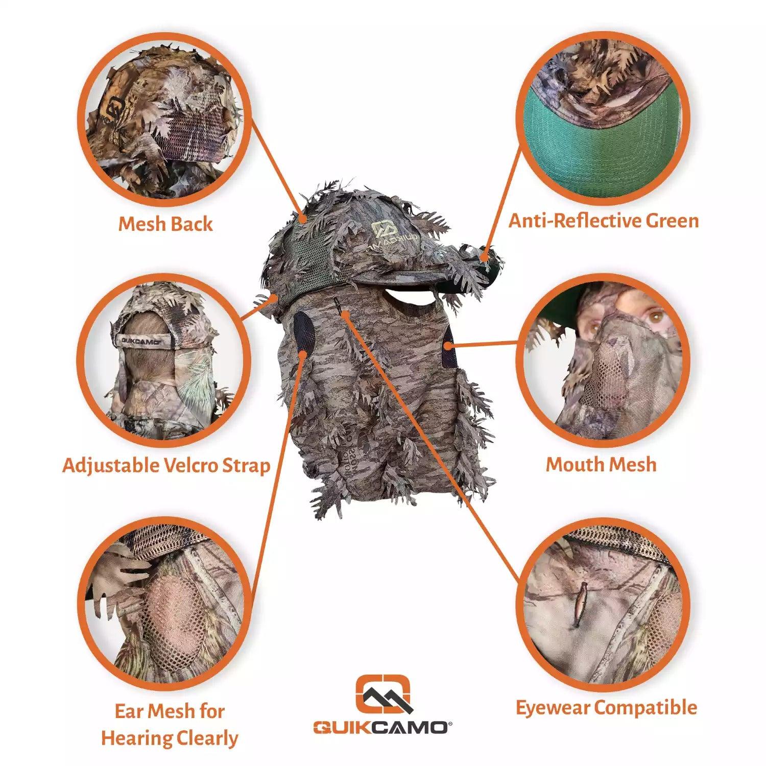 3D Leafy Camo Face Mask Ball Cap in Mossy Oak and Realtree (Adj, OSFM) - Image 34