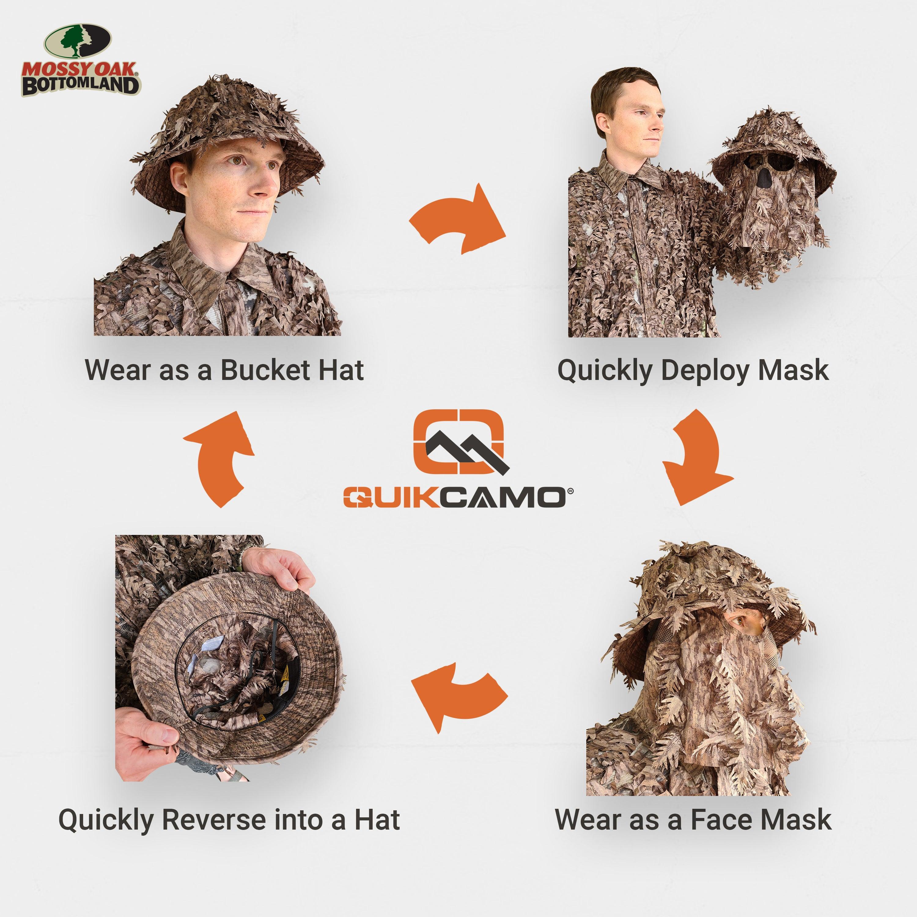 3D Leafy Camo Face Mask Bucket Hats in Mossy Oak and Realtree - Adjustable OSFM - Image 36