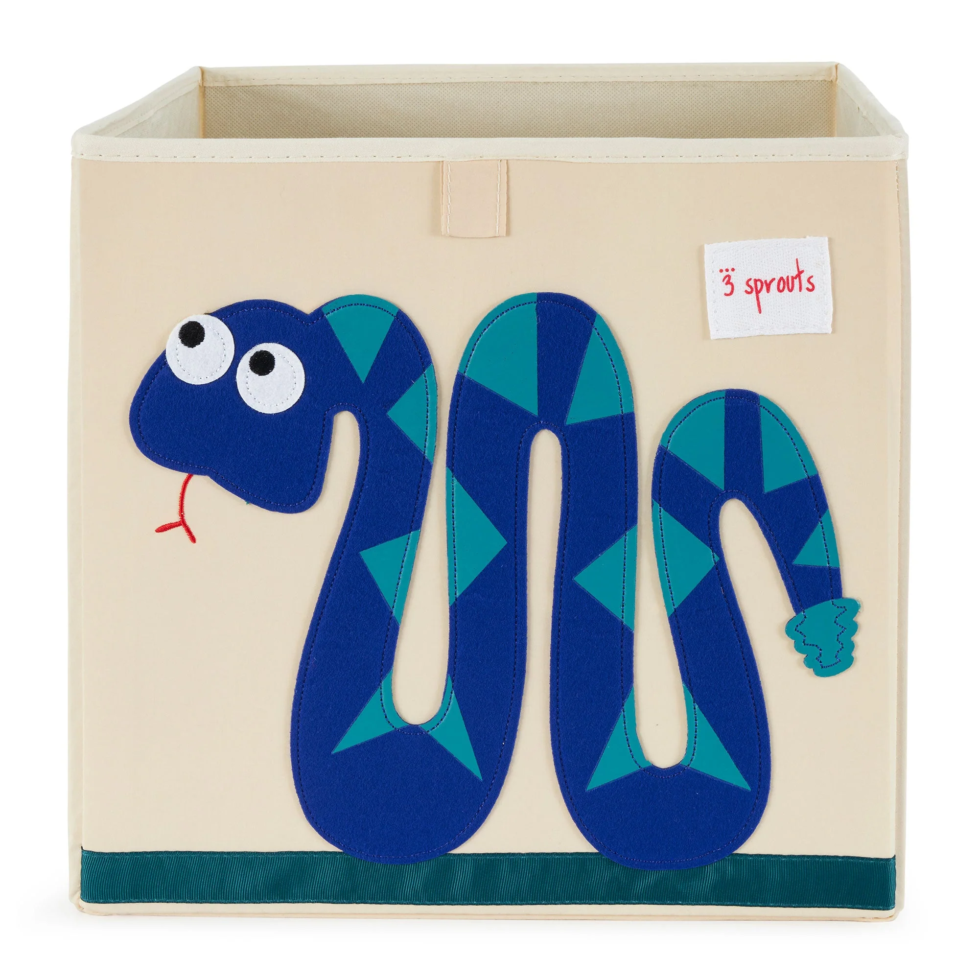3 Sprouts Kids Childrens Foldable Fabric Storage Cube Bin Box, Blue Snake - Image 2