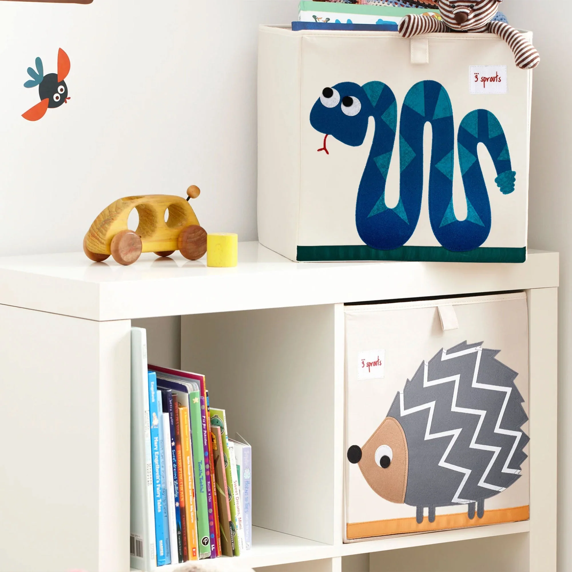 3 Sprouts Kids Childrens Foldable Fabric Storage Cube Bin Box, Blue Snake - Image 8