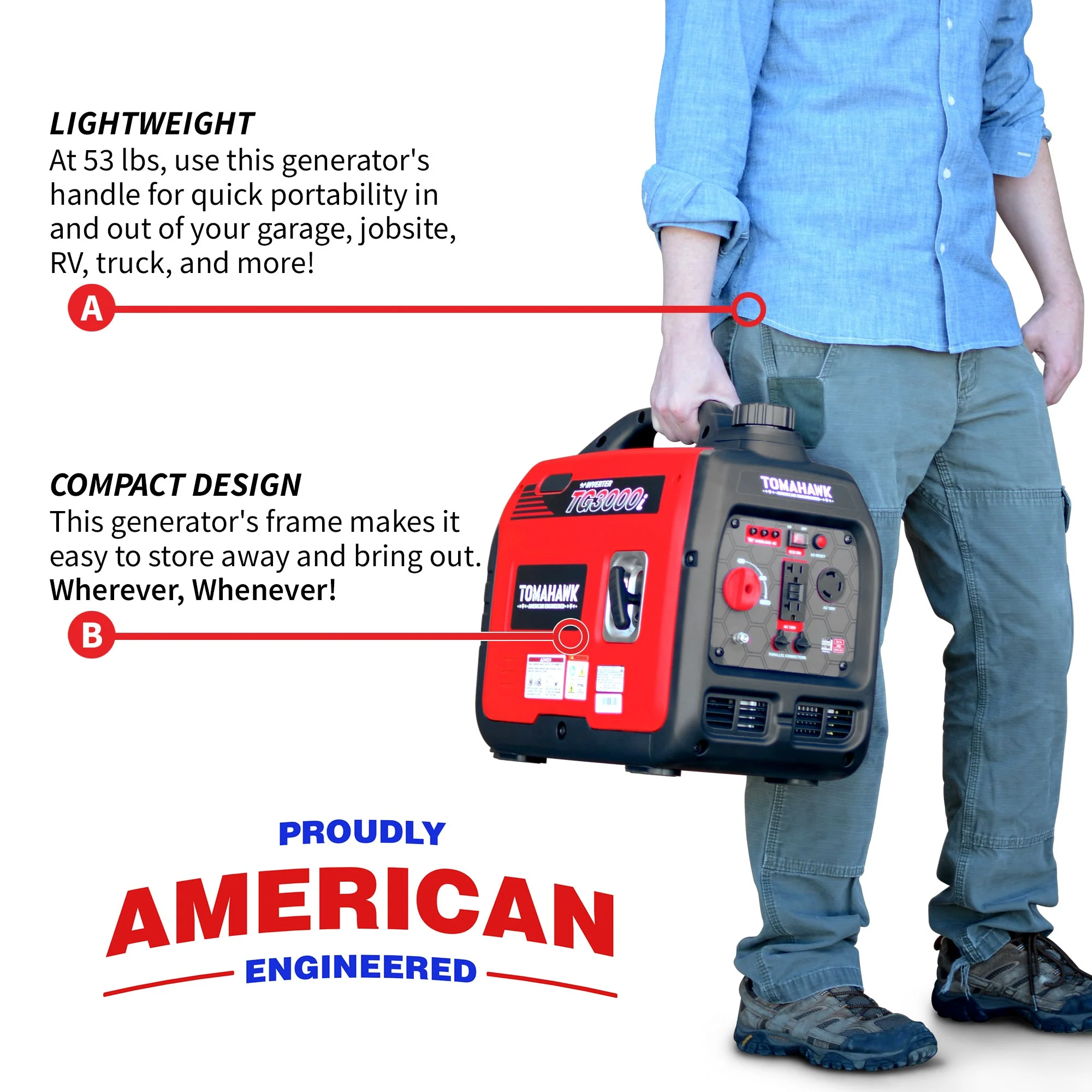 3000 Watt Inverter Generator Super Quiet Portable Gas Power Professional Use - Image 9