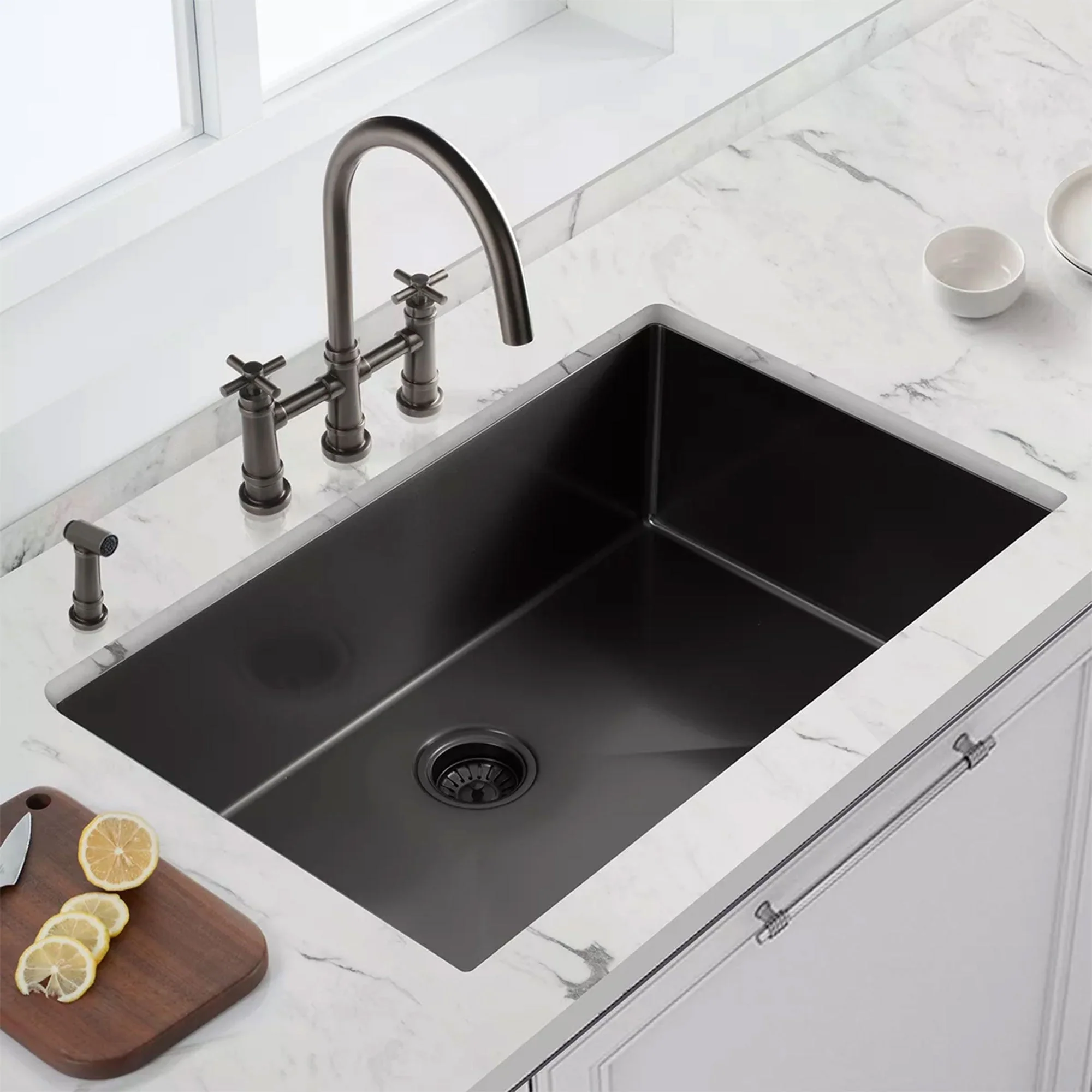 30x21in Stainless Steel Bowl Undermount Kitchen Sink Gunmetal Black(OpenBox) - Image 5