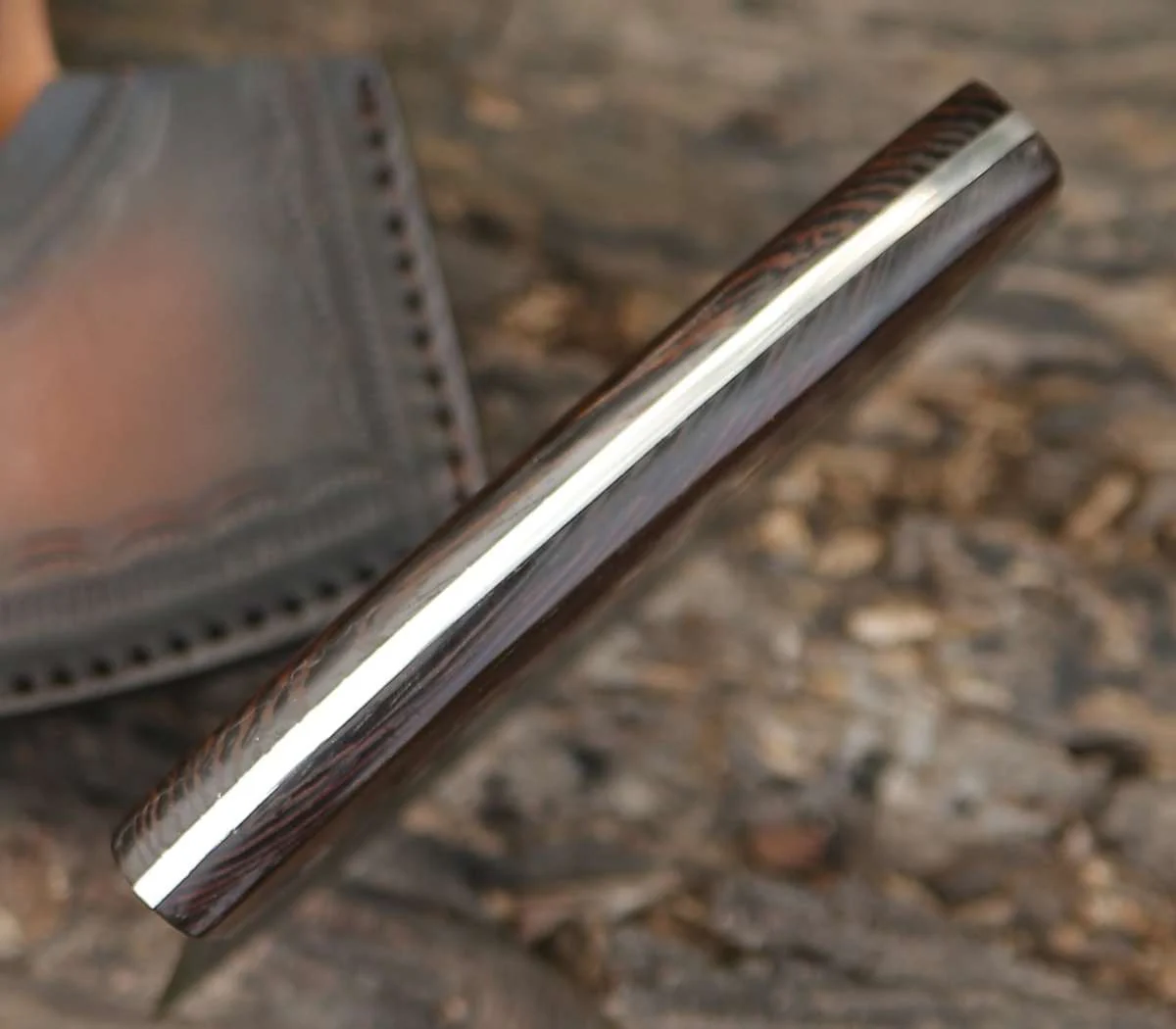 6.0" Mezzaluna Knive - Ulu Knife with Exotic Wenge Wood Handle - Image 3