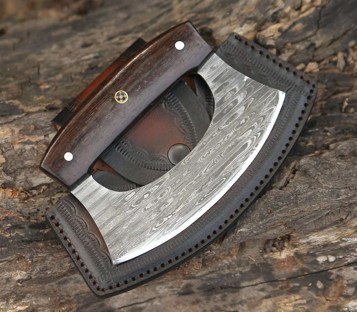 6.0" Mezzaluna Knive - Ulu Knife with Exotic Wenge Wood Handle - Image 4