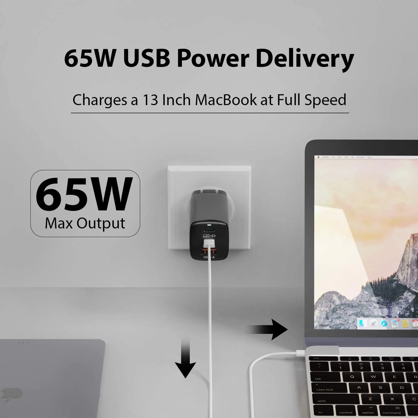 65W USB-C Ultra Compact Charger - Small USB + Dual USB-C - 3 Ports - Fast QC & PD(NAN-65) - Image 2