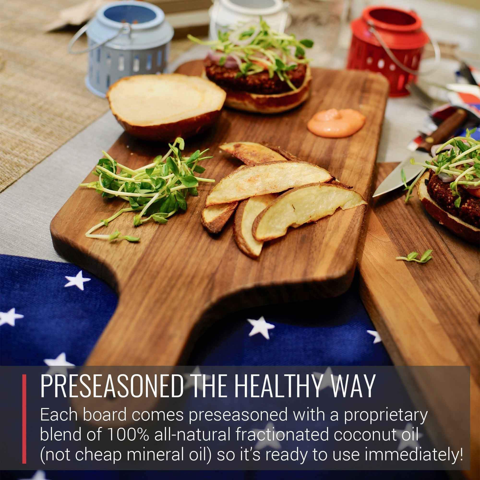 8 x 17 Walnut Cutting Board and Charcuterie Paddle with Handle - Image 3