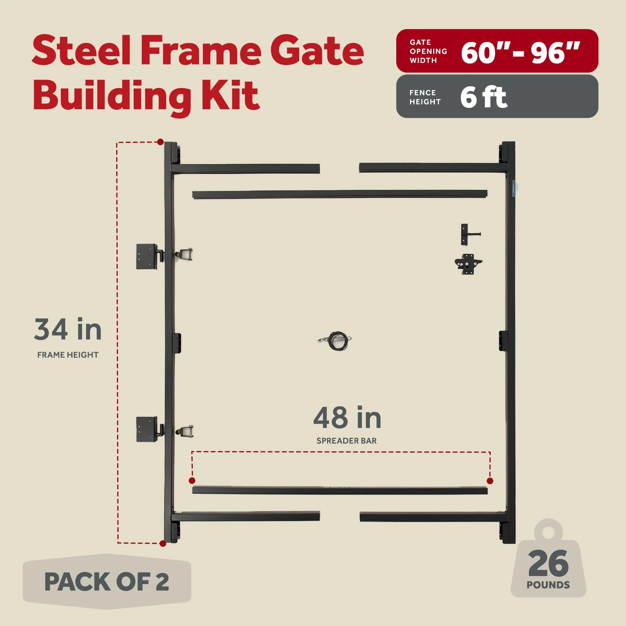 Adjust-A-Gate Build Kit, 60"-96"(2 Pack) w/ Gate Building Kit, 36"-60" (2 Pack) - Image 2