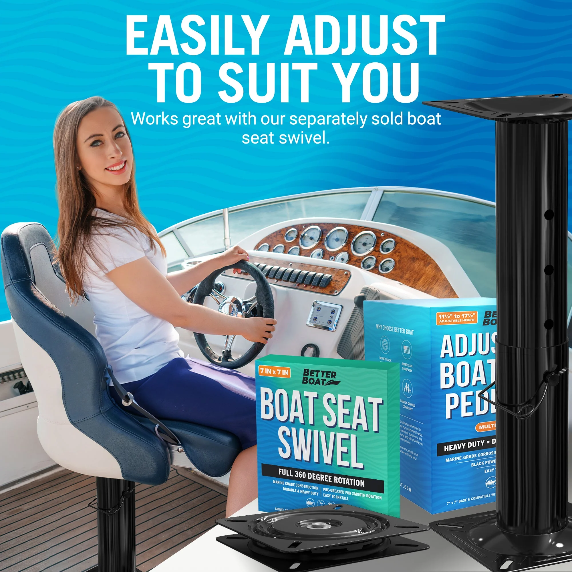 Adjustable Boat Seat Pedestal Mount - Image 5