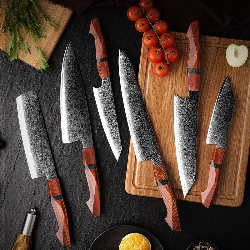 Infinity Japanese Pro Chef Knife Set with Sandalwood & Resin Handles - Image 2