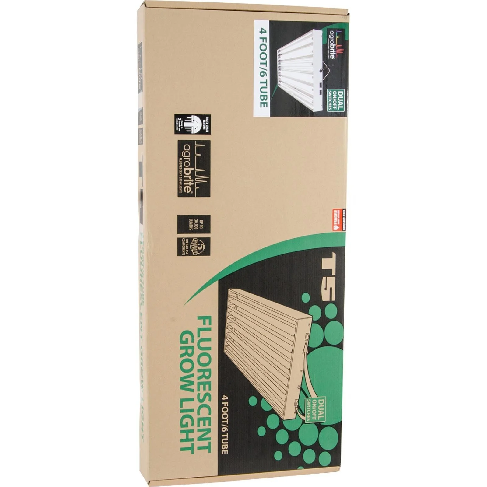 AgroBrite FLT46 6-Tube Hydroponic 4' 324W Grow Light Fixture with Bulbs, White - Image 6