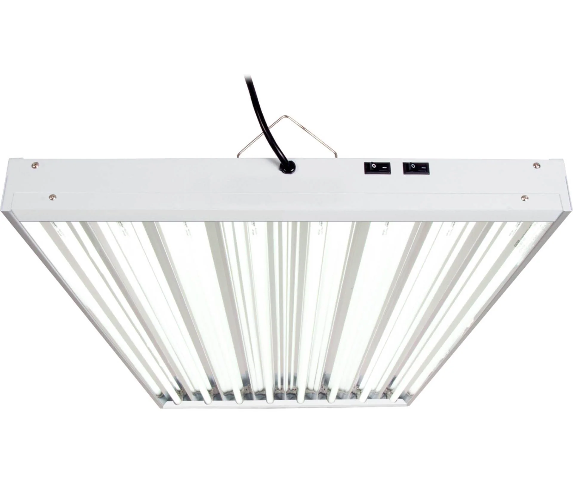 AgroBrite FLT48 8-Tube Hydroponic 2' Grow 432W Light Fixture with Bulbs, White - Image 2