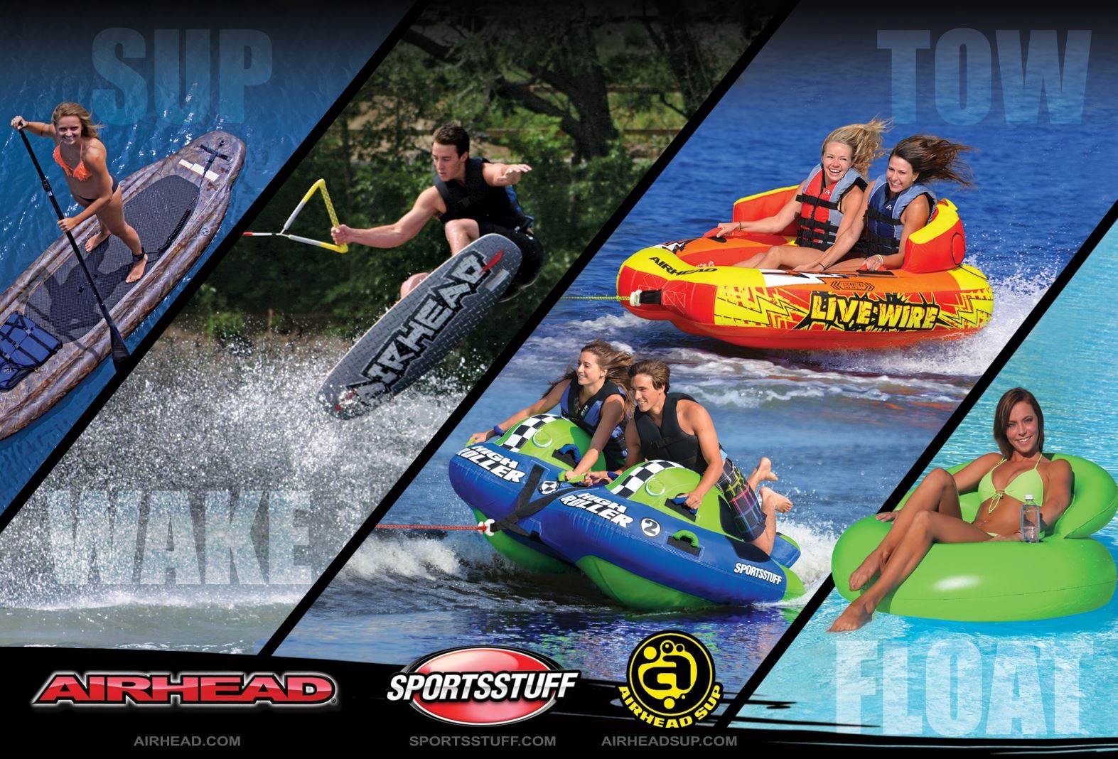 Airhead Big Shot Quadruple Rider Boat Lake Water Towable Open Top Tube (2 Pack) - Image 5