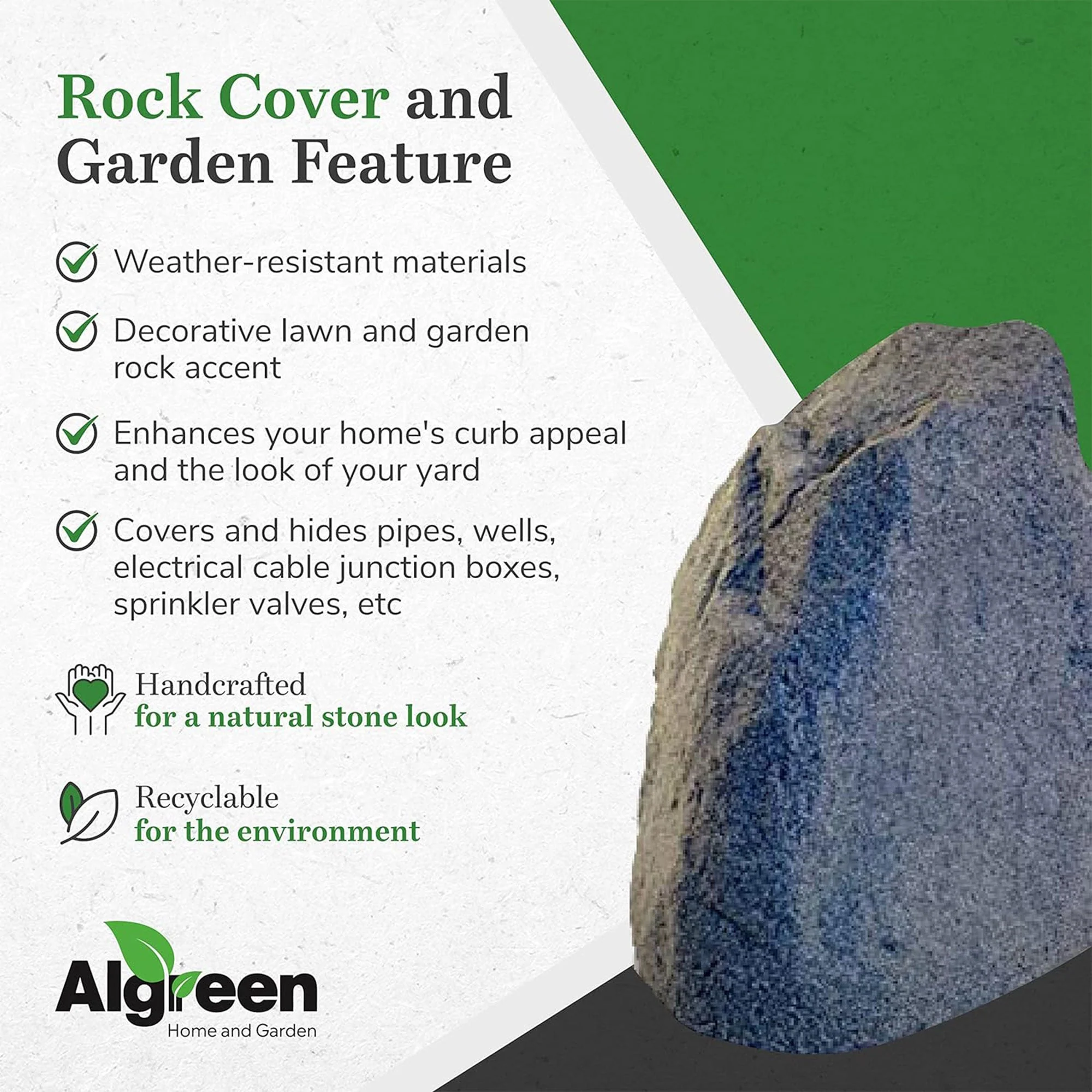 Algreen Faux Rock Cover, Large Outdoor Decorative Lawn & Garden Accent,Warm Gray - Image 4