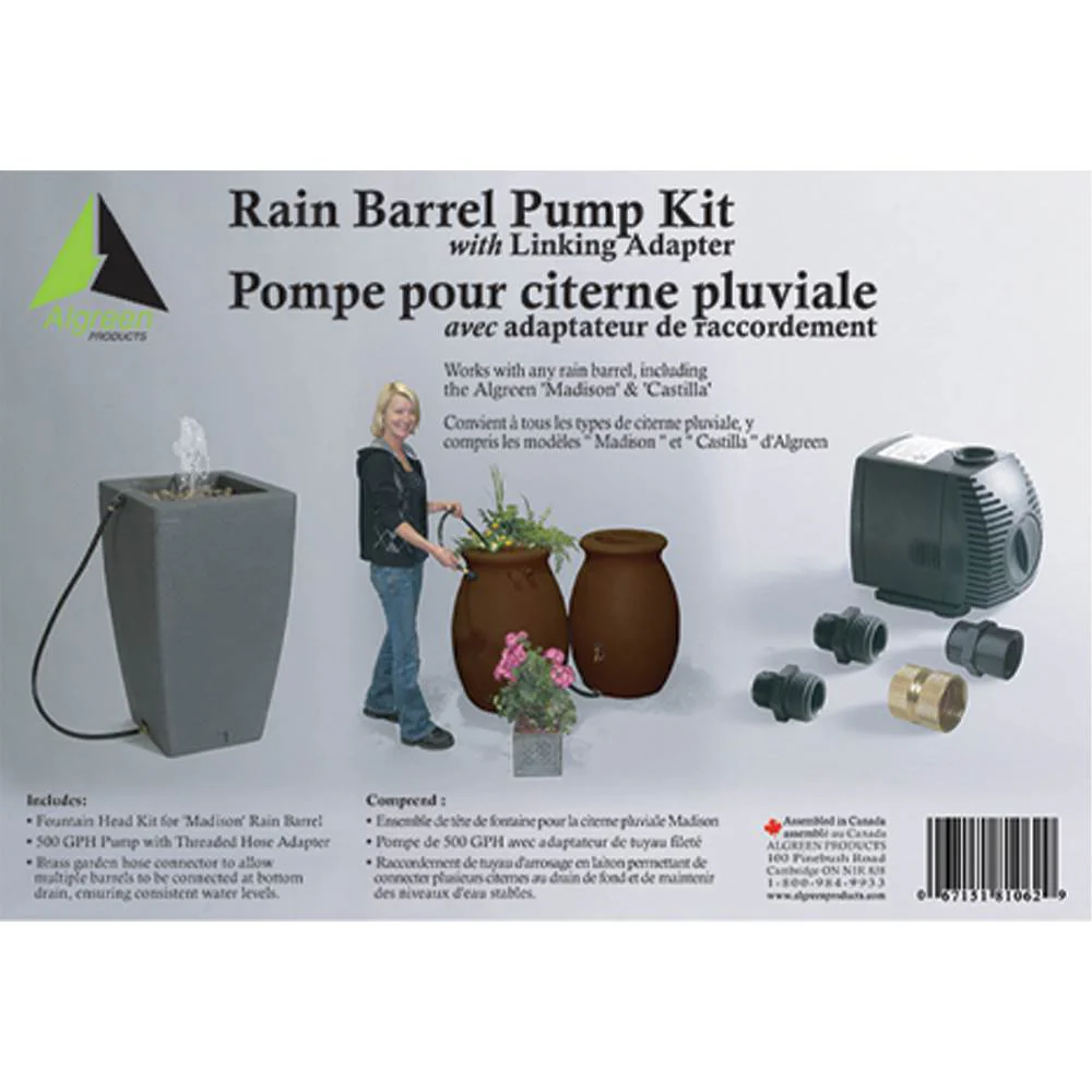 Algreen Rain Water Collection Barrel Drum 500GPH Garden Watering System Pump - Image 2
