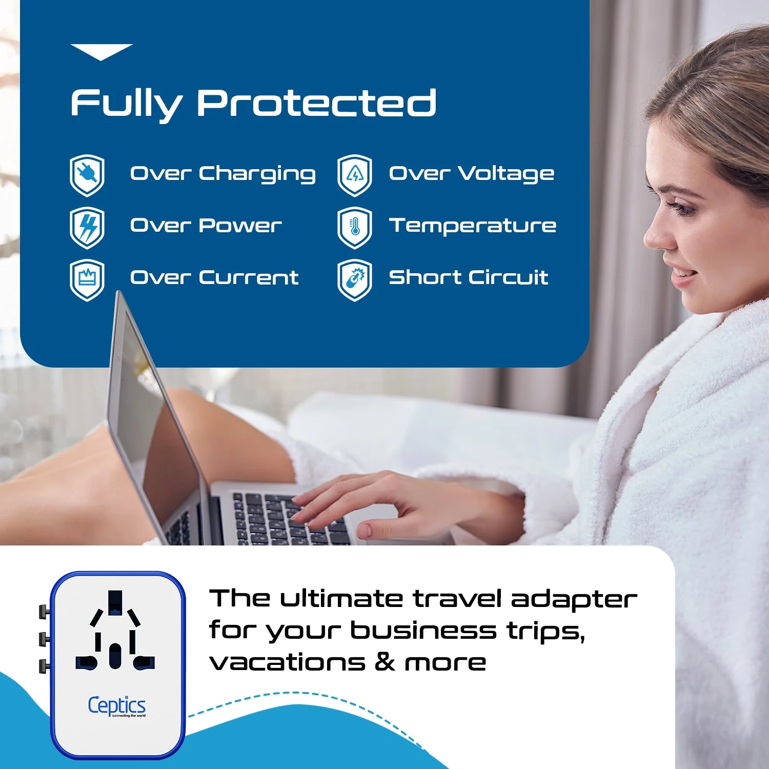 All-In-One International Travel Plug Adapter - 4 USB Ports (UP-9KU) - Image 8