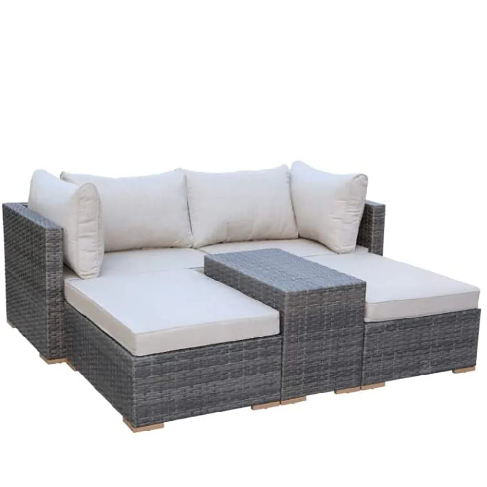 Allspace 5 Piece UV Protected Wicker Patio Set with Protective Covers, Beige - Image 3