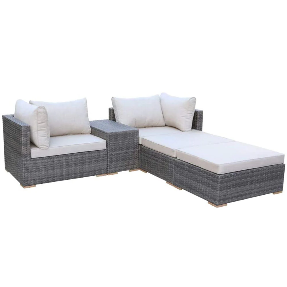Allspace 5 Piece UV Protected Wicker Patio Set with Protective Covers, Beige - Image 5