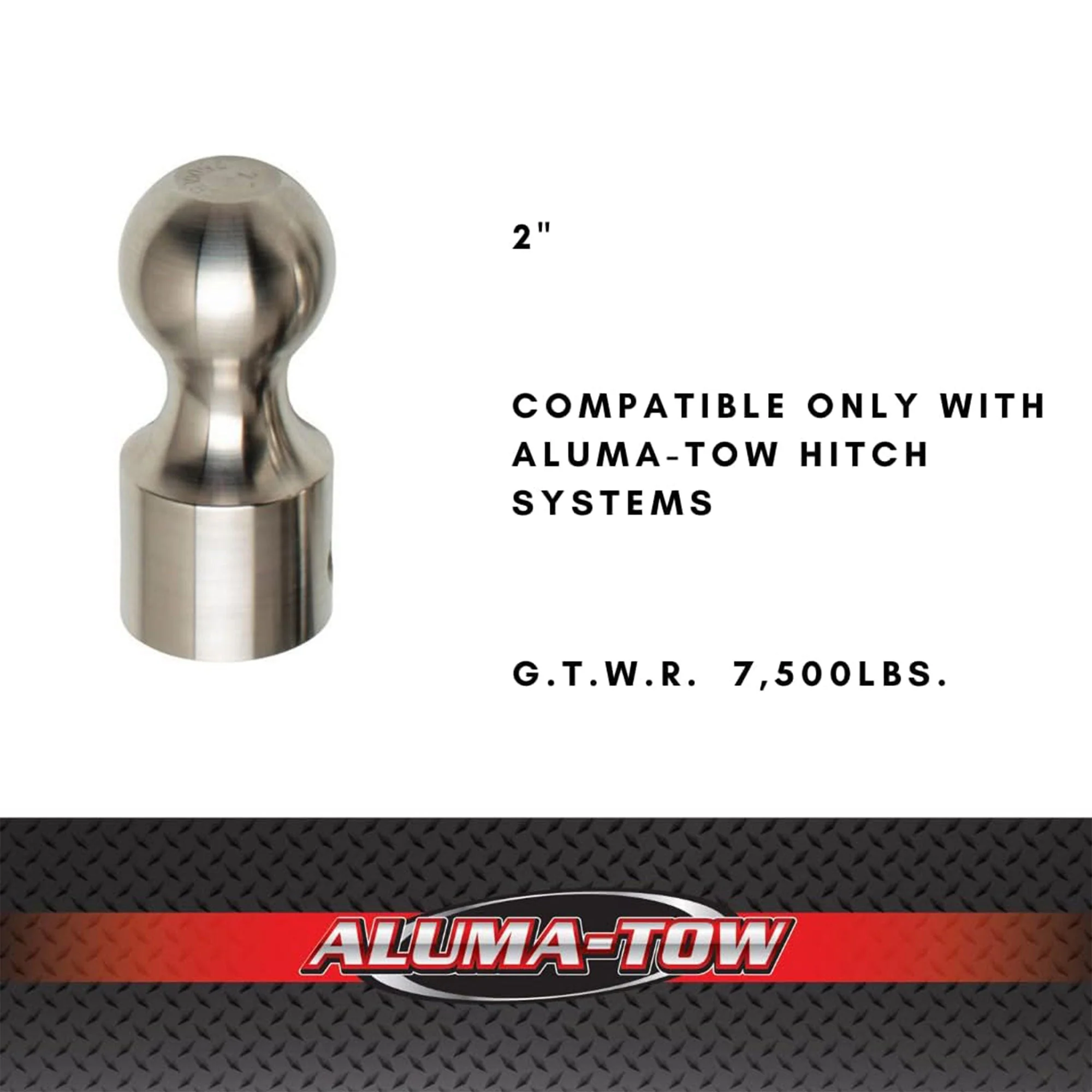 Aluma-Tow 2 in. Heavy Duty Powder Coated Hitch Ball Replacement, Stainless Steel - Image 5