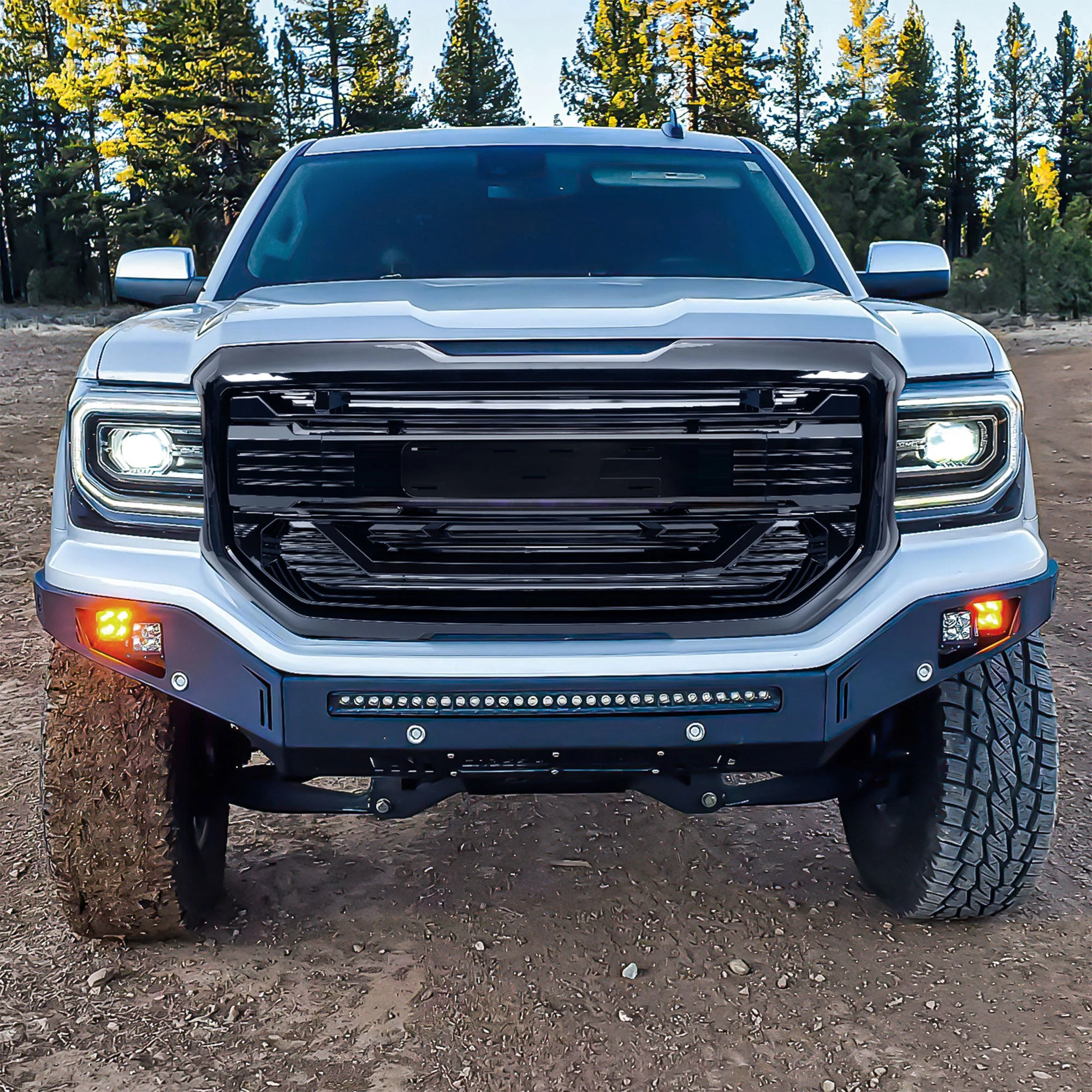 AMERICAN MODIFIED Armor Grille for 2016 to 2018 GMC Sierra 1500, Glossy Black - Image 8