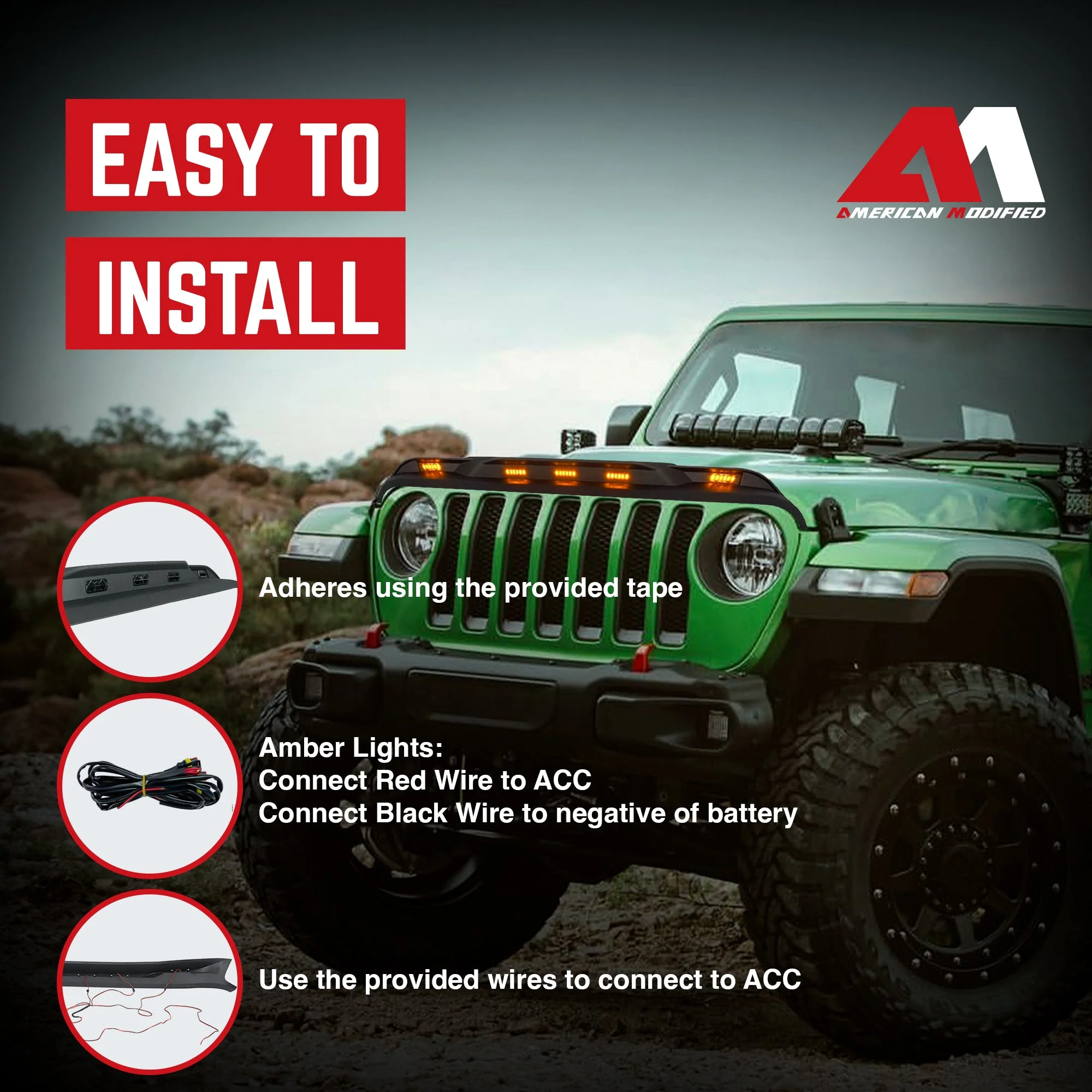 AMERICAN MODIFIED Front Hood Protector for 18-23 Jeep Wrangler JL & Gladiator JT - Image 6