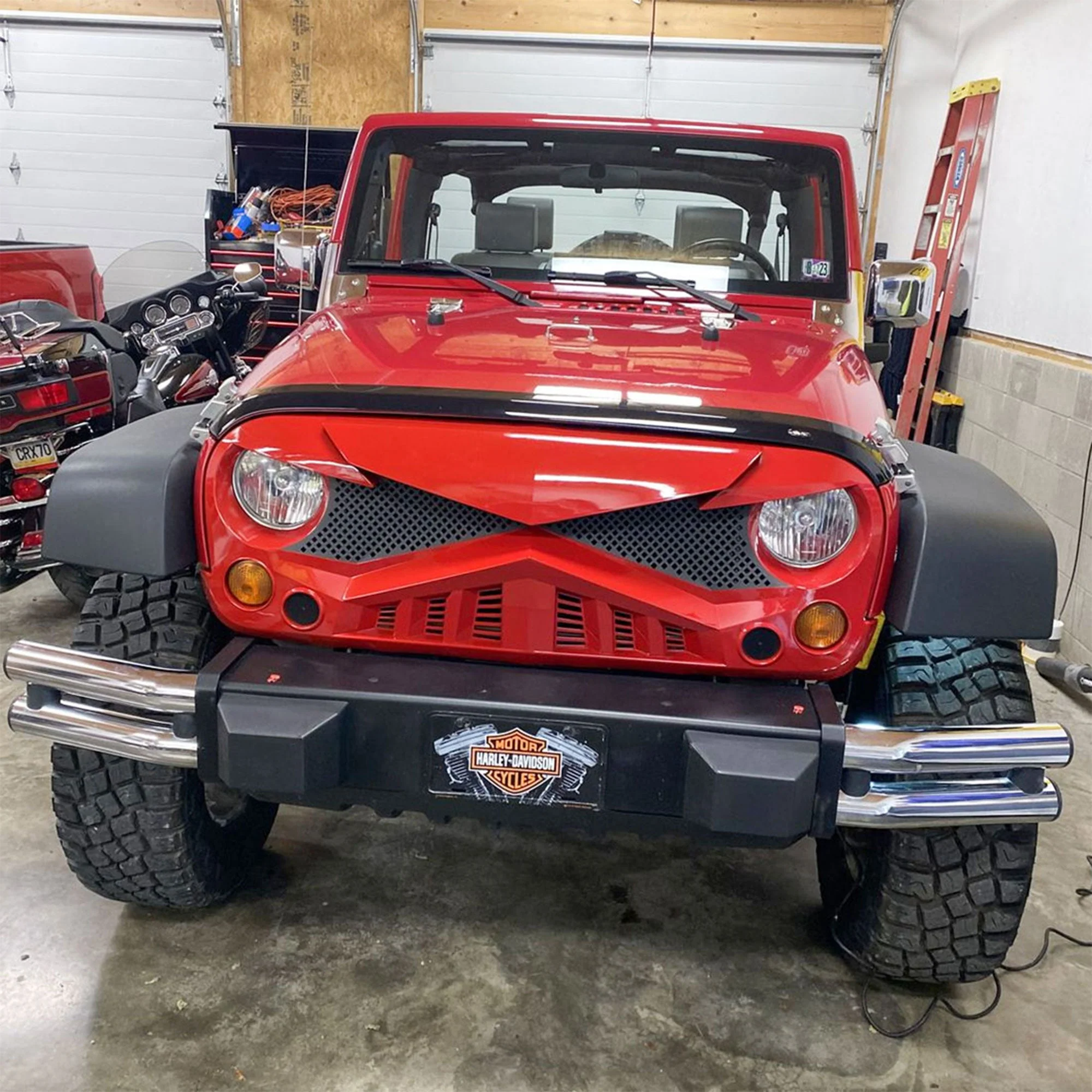 AMERICAN MODIFIED Hawke Front Replacement Grille for 07-18 Jeep Wrangler JK, Red - Image 8