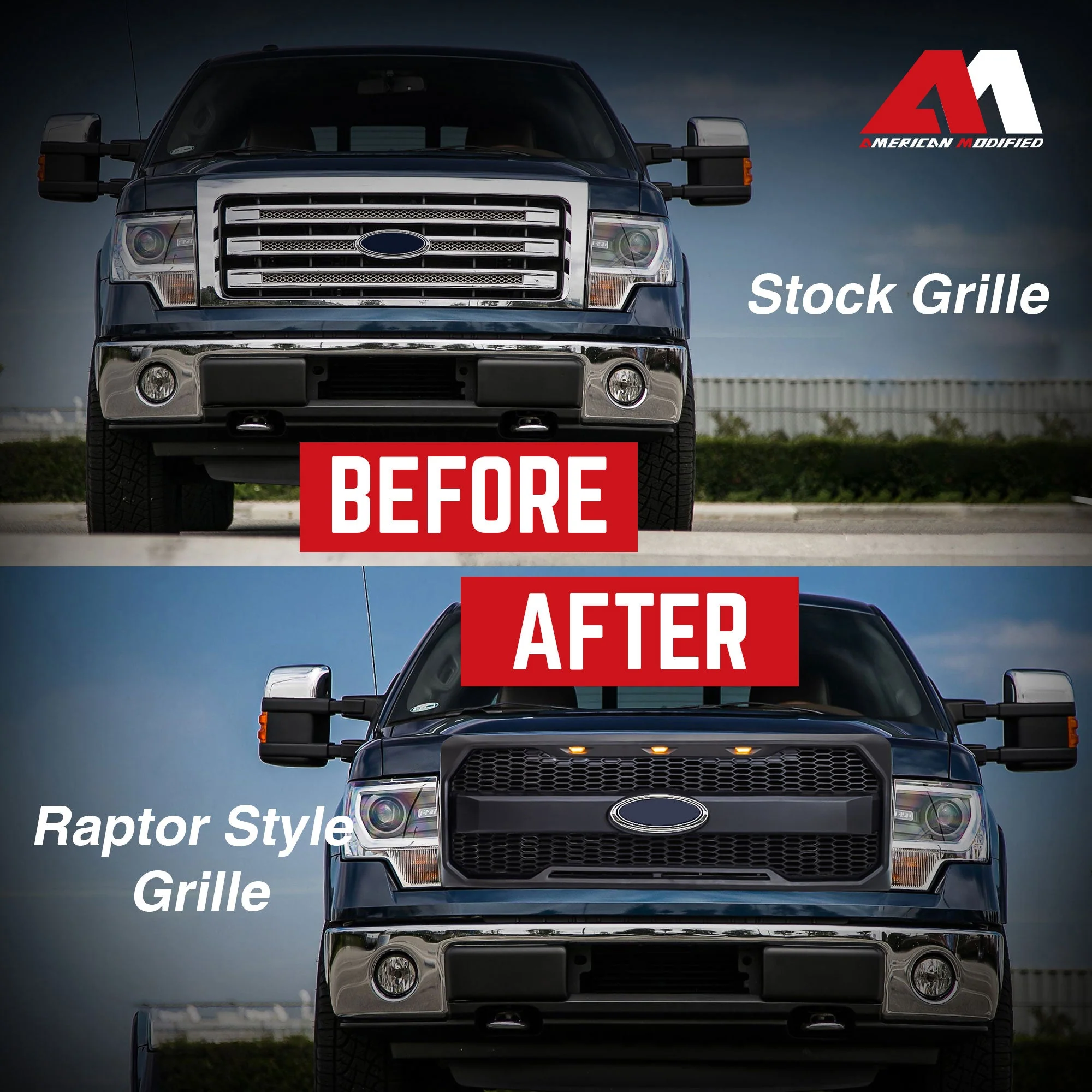 AMERICAN MODIFIED Raptor Style Mesh Grill for 2009-2014 Ford F150, Matte Black - Image 6