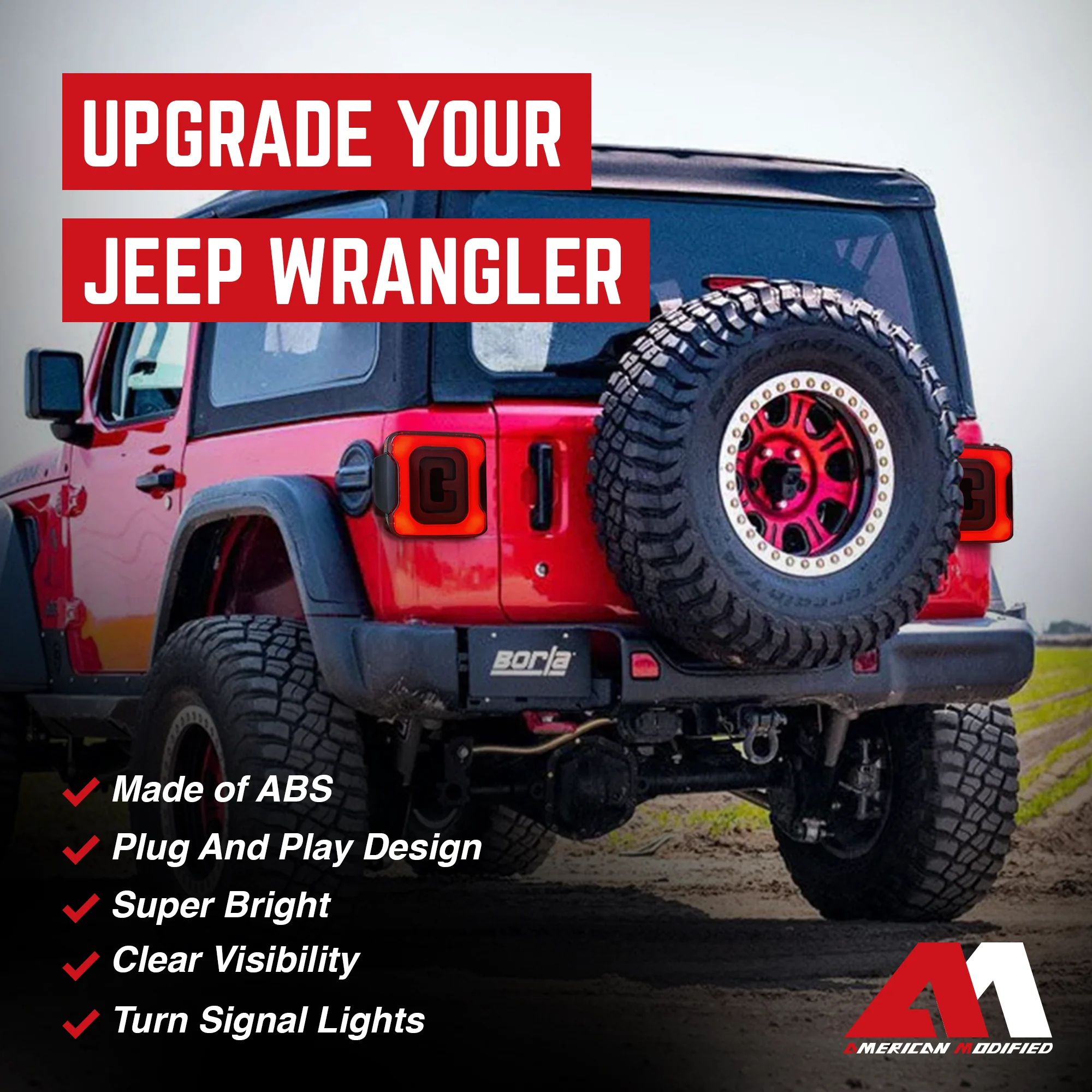 AMERICAN MODIFIED Smoked Tunnel Tail Lights Compatible w/ 2018-2023 Wrangler JL - Image 3