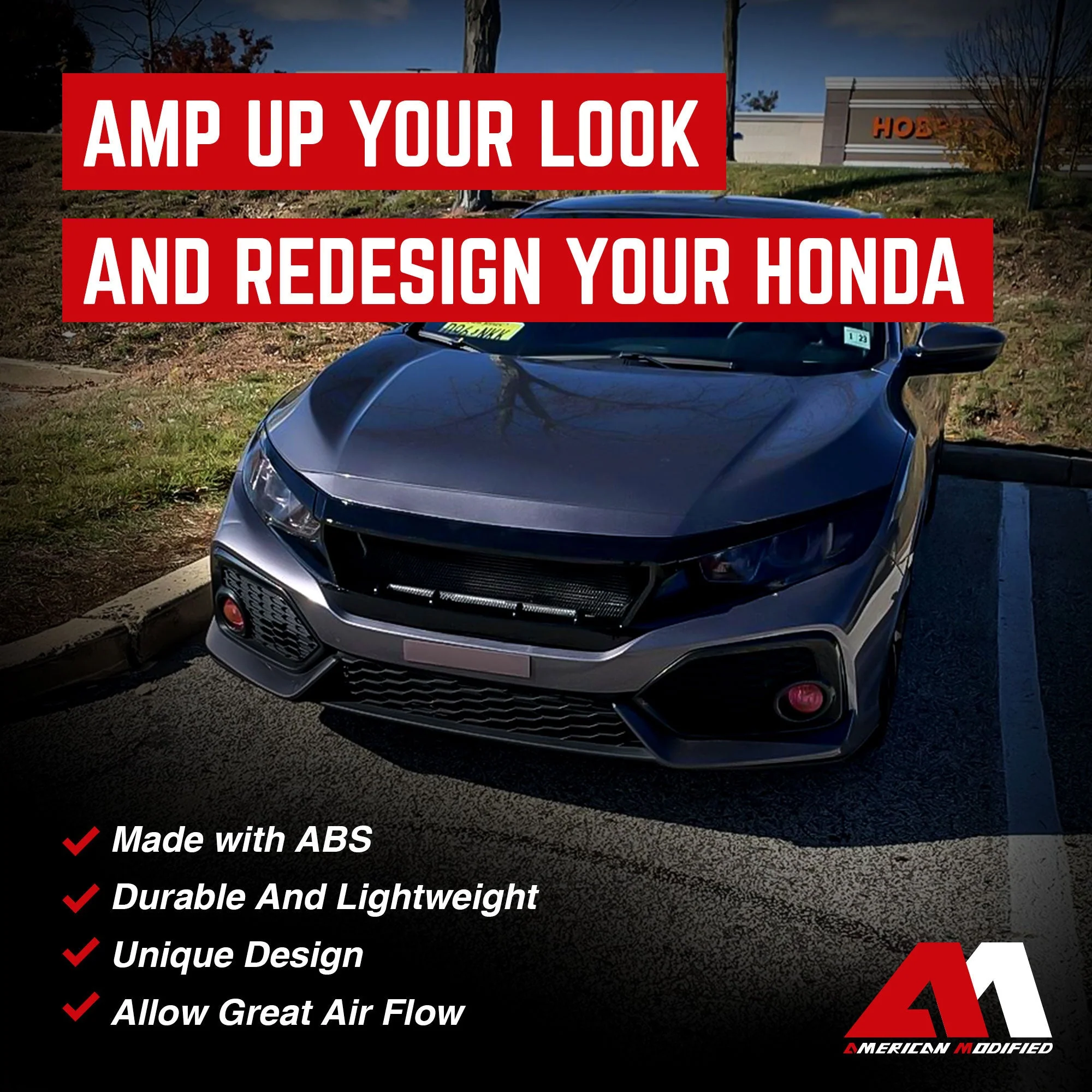 AMERICAN MODIFIED Sports Grille for 2016 to 2021 Honda Civic/Sedan/Hatchback/FK8 - Image 7