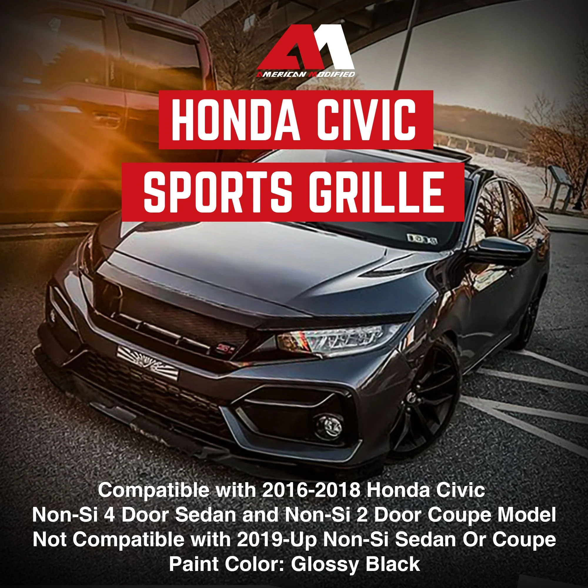 AMERICAN MODIFIED Sports Grille for 2016 to 2021 Honda Civic/Sedan/Hatchback/FK8 - Image 8