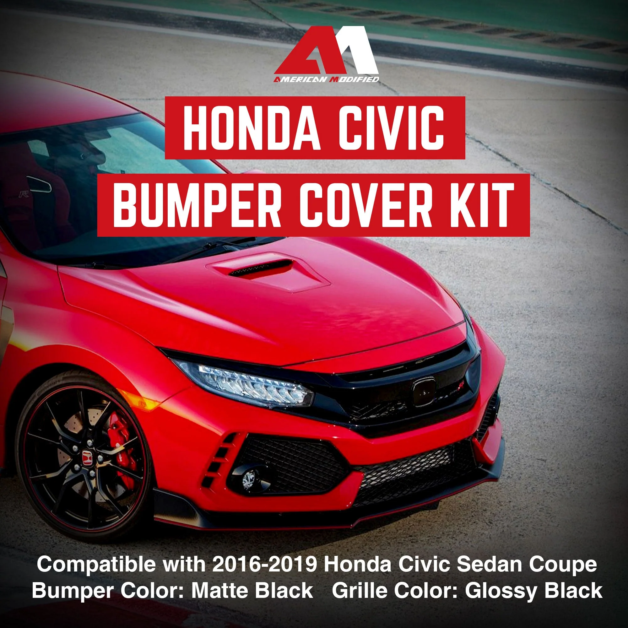 AMERICAN MODIFIED Type R Style Conversion Front Bumper for 2016-2019 Honda Civic - Image 2