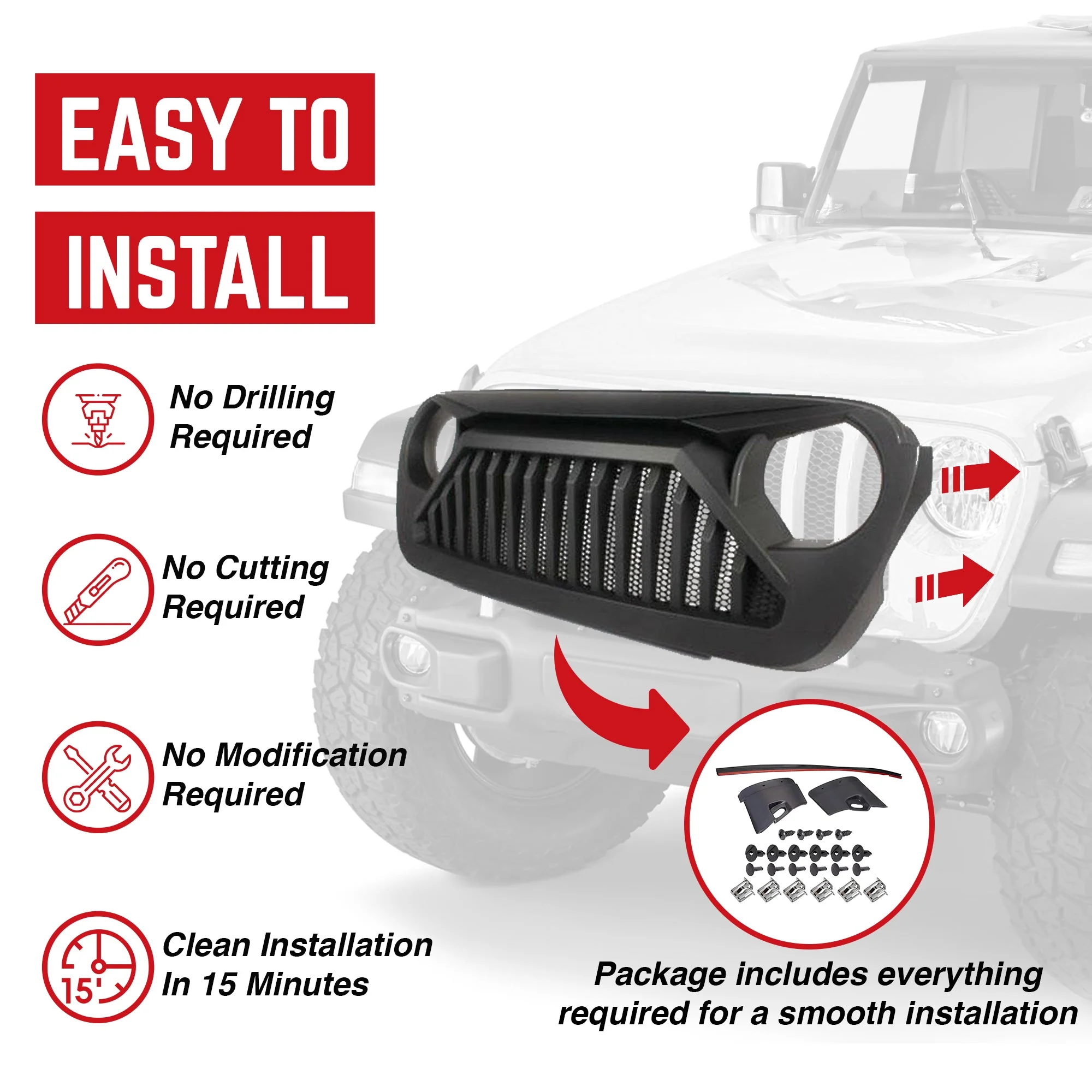 AMERICAN MODIFIED Vader Grille for 2018+ Jeep Wrangler JL & 2020+ Gladiator JT - Image 4