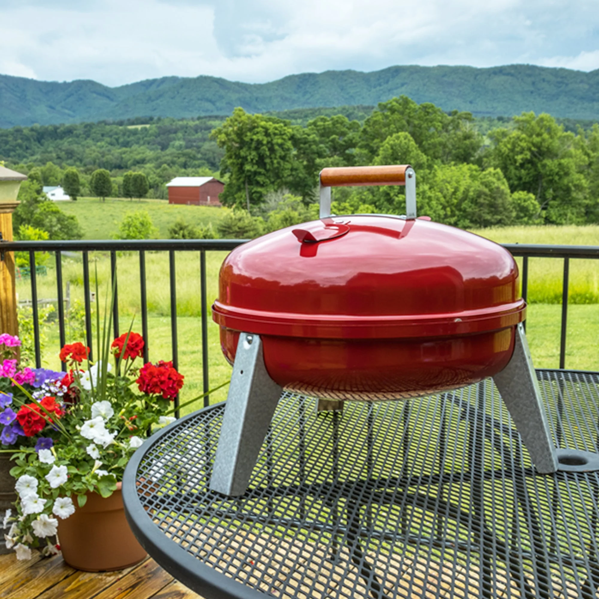 Americana Wherever Grill Dual-Fuel Portable Electric and Charcoal BBQ Grill, Red - Image 4