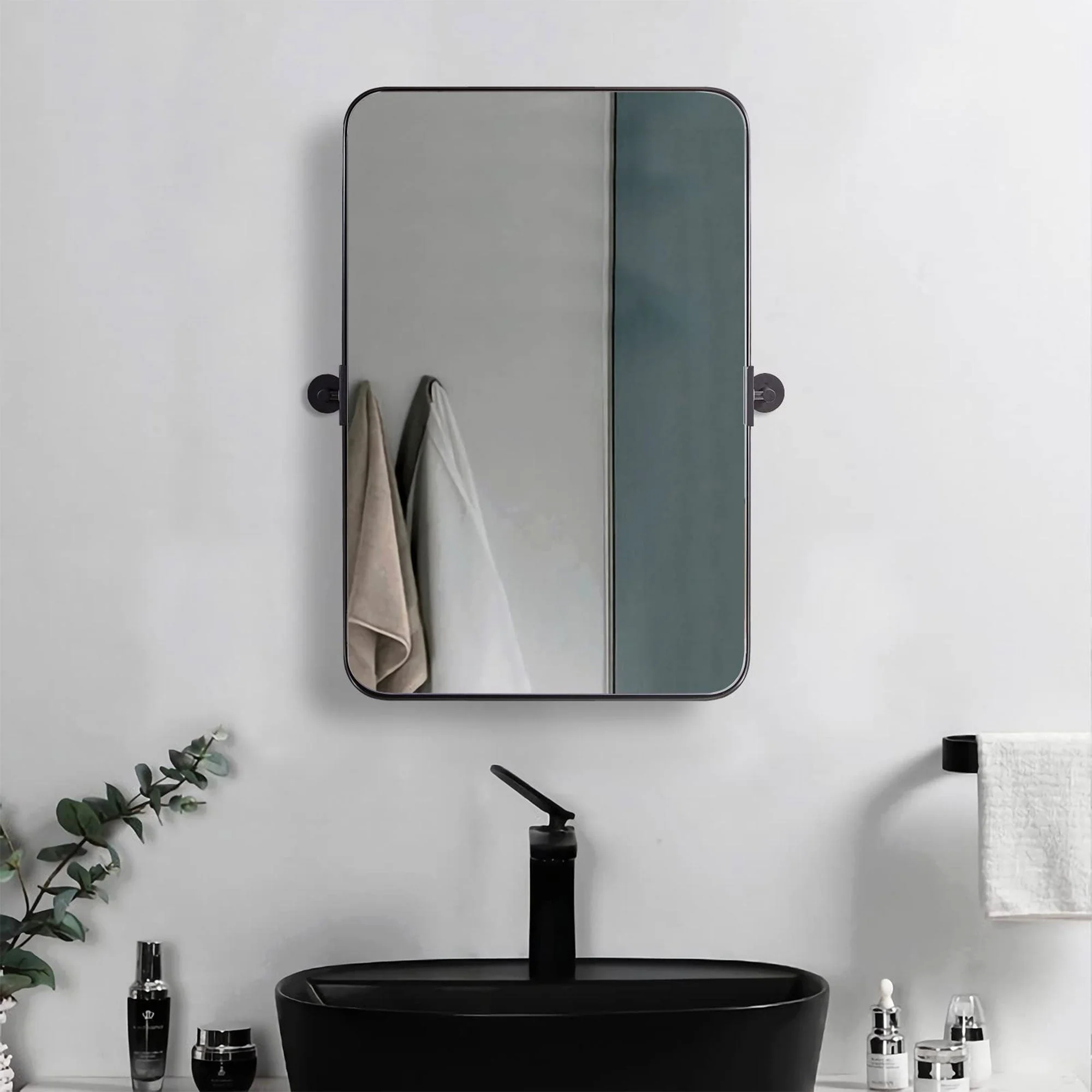 ANDY STAR 22 by 34-Inch Rectangular Tilting Modern Vanity Mirror, Brushed Nickel - Image 7