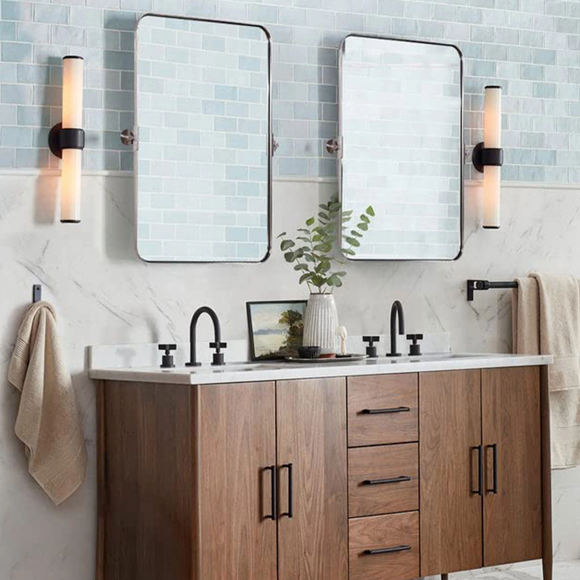ANDY STAR 22 x 34 Inch Rectangular Tilting Modern Vanity Mirror, Brushed Nickel - Image 11