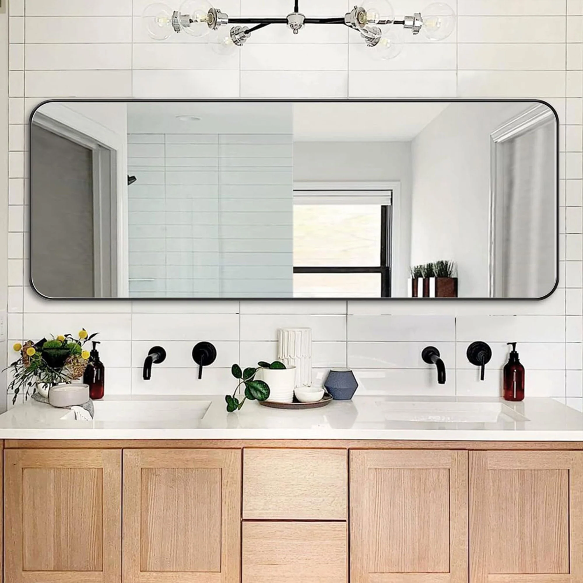 ANDY STAR Modern 18 x 48 Inch Rectangular Full Body Length Mirror, Matte Black - Image 10