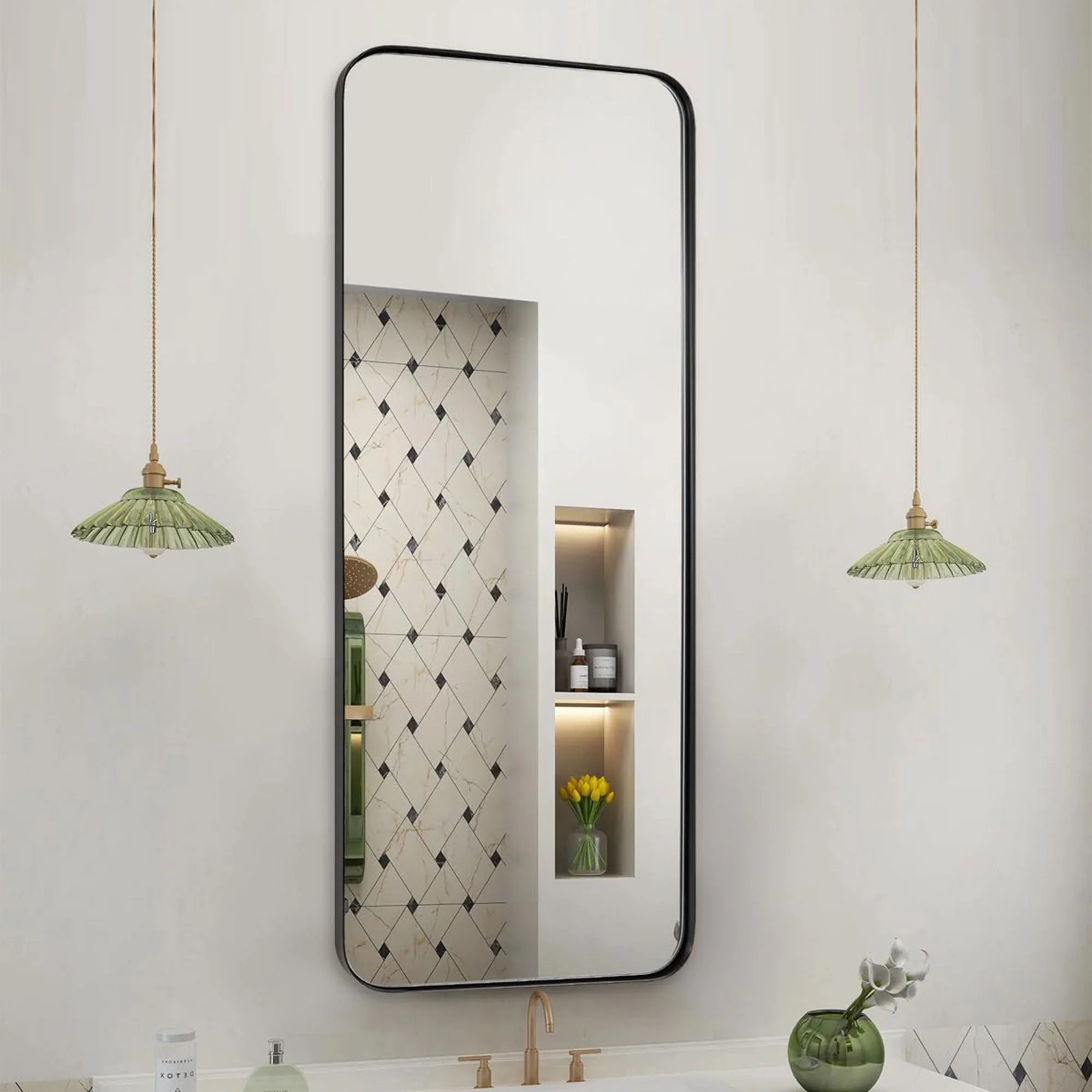 ANDY STAR Modern 18 x 48 Inch Rectangular Full Body Length Mirror, Matte Black - Image 9