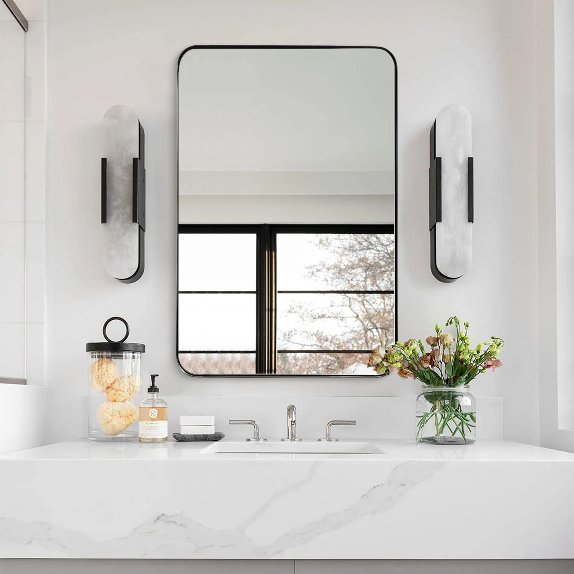 ANDY STAR Modern 20 x 28 Inch Rectangular Hanging Vanity Mirror, Brushed Nickel - Image 8