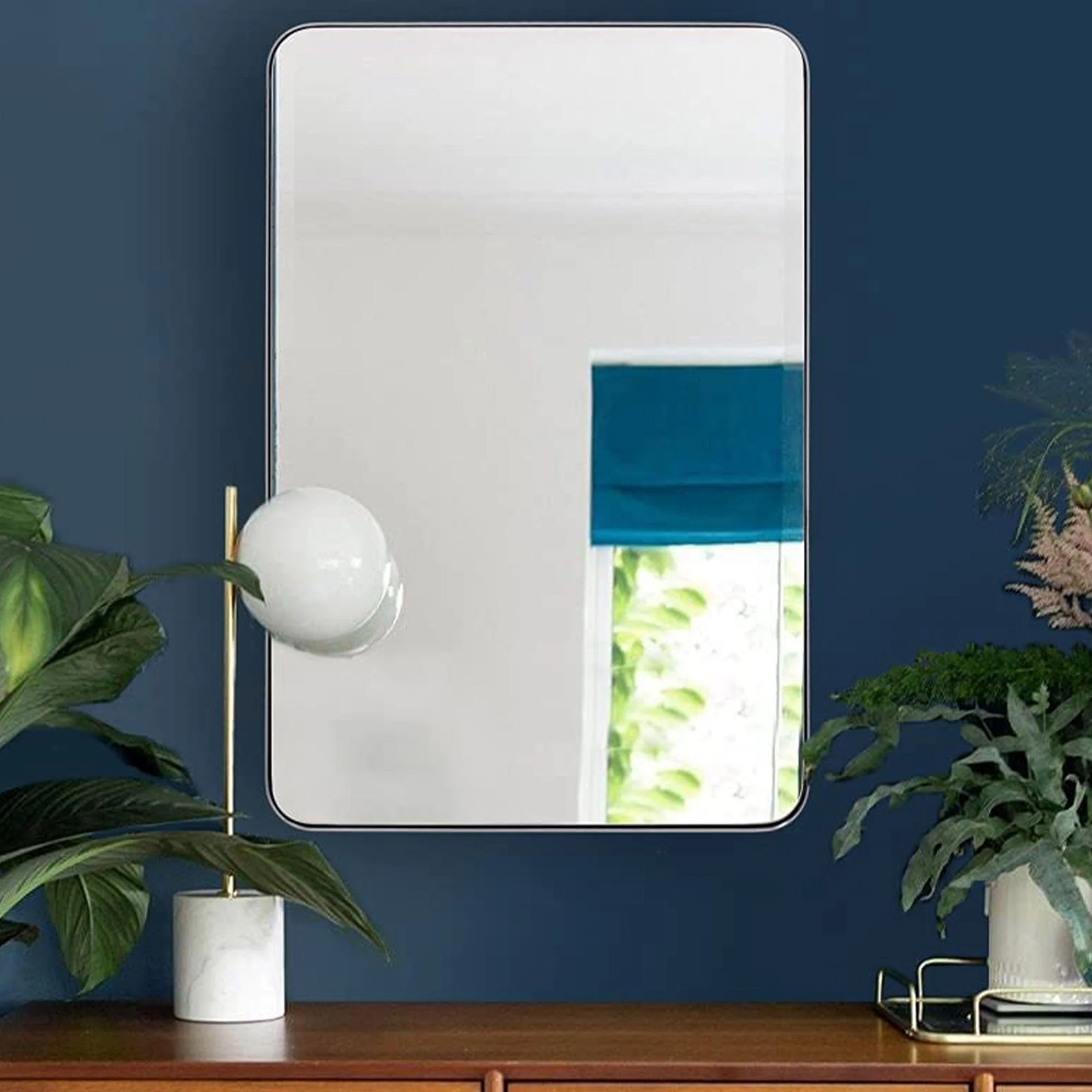 ANDY STAR Modern 20 x 28 Inch Rectangular Hanging Vanity Mirror, Brushed Nickel - Image 9