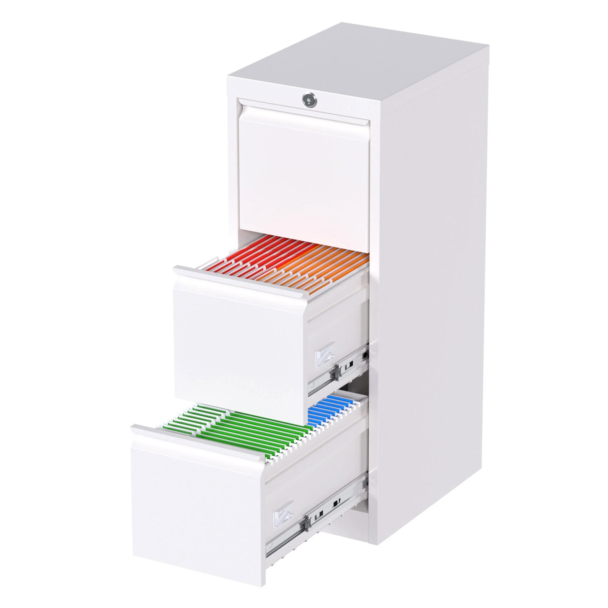 AOBABO 3 Drawer Vertical Metal File Cabinet with Lock for Home and Office, White - Image 11