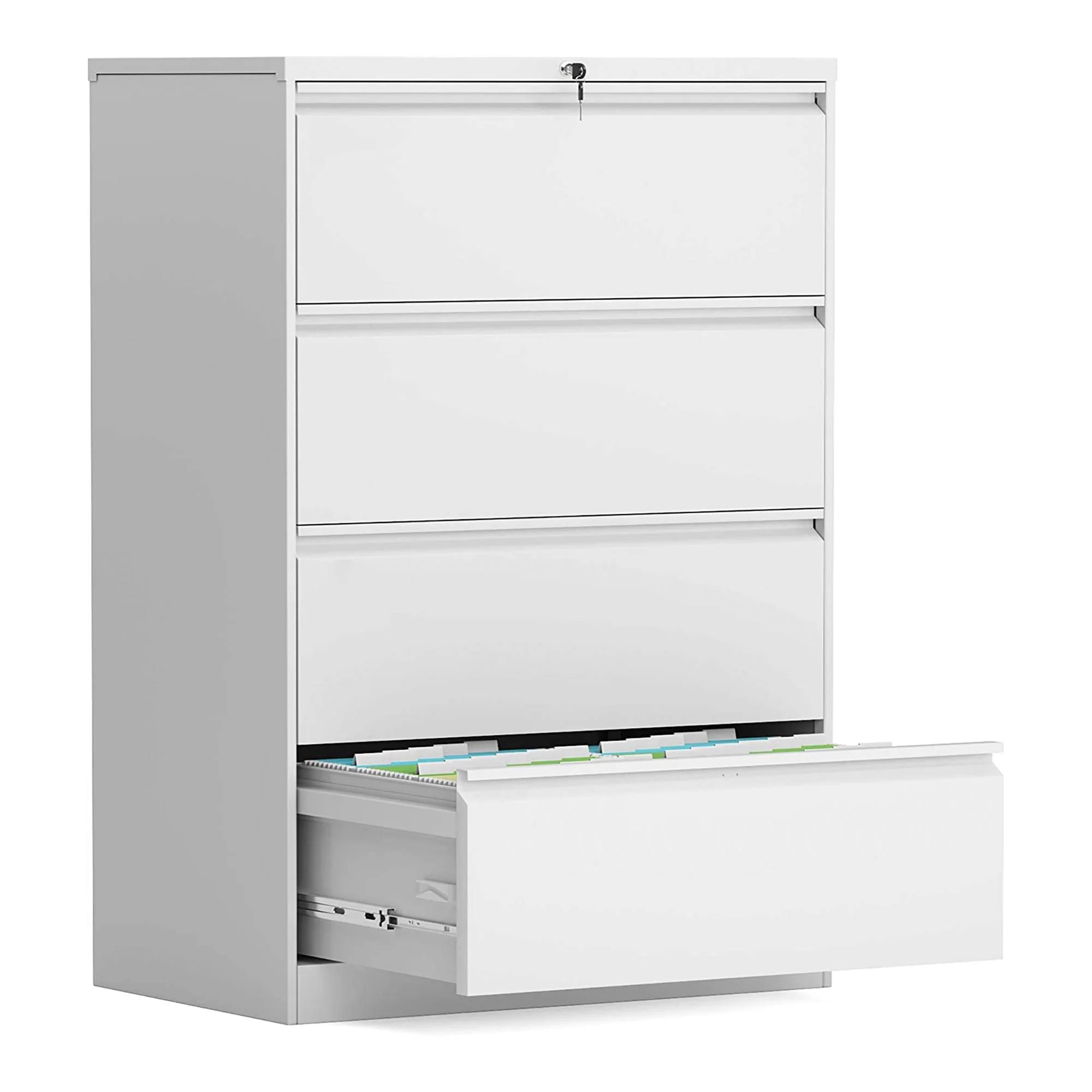 AOBABO 4 Drawer Lateral File Cabinet w/ Lock for Letter/Legal Size Paper, White - Image 10