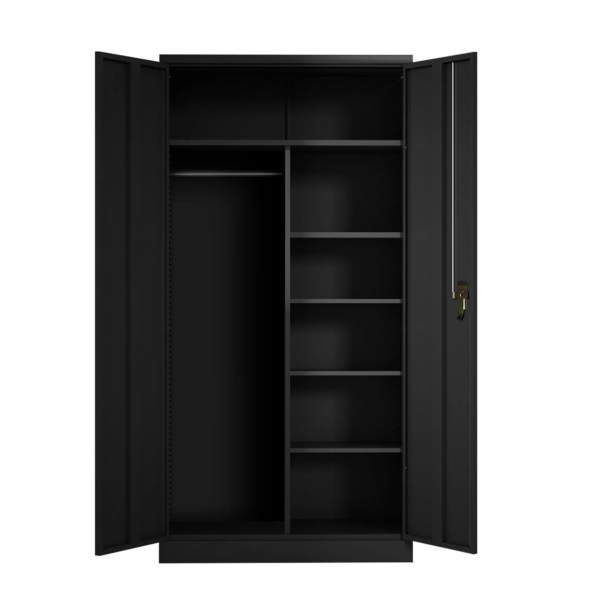 AOBABO Metal Storage Cabinet with 3 Adjustable Shelves and 1 Cloth Rail, Black - Image 12