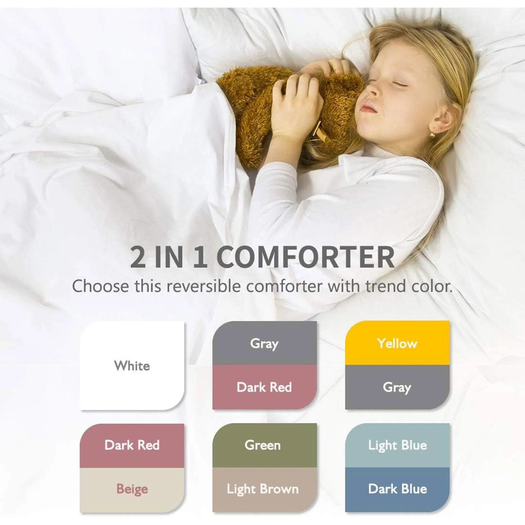 APSMILE Reversible All Season Down Alternative Full King Comforter, Light Blue - Image 2
