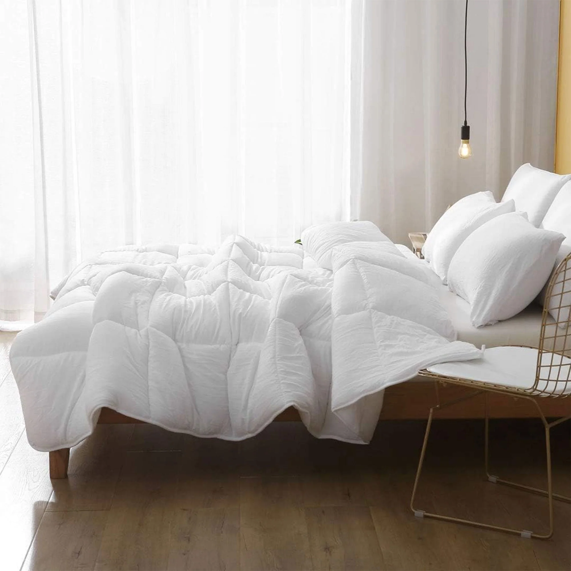 APSMILE Reversible Full/Queen Ultra Soft Microfiber All White Bed Comforter - Image 8
