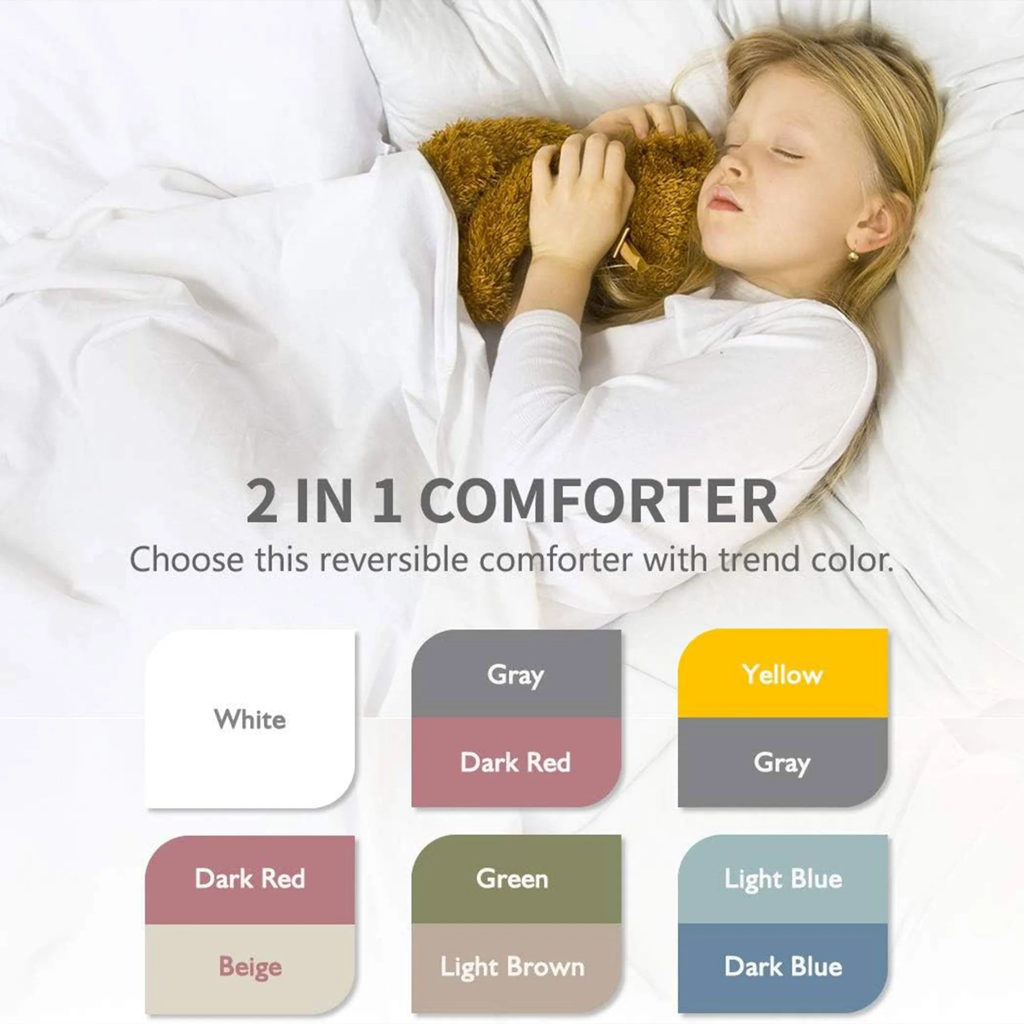 APSMILE Reversible King UltraSoft Fluffy Microfiber Bed Comforter, Rose Red/Grey - Image 6