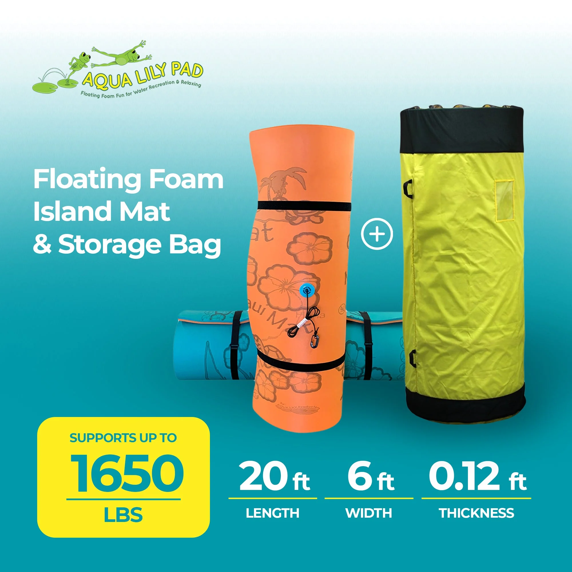 Aqua Lily Pad 20 Ft Maui Water Playground Floating Foam Island Mat & Storage Bag - Image 3