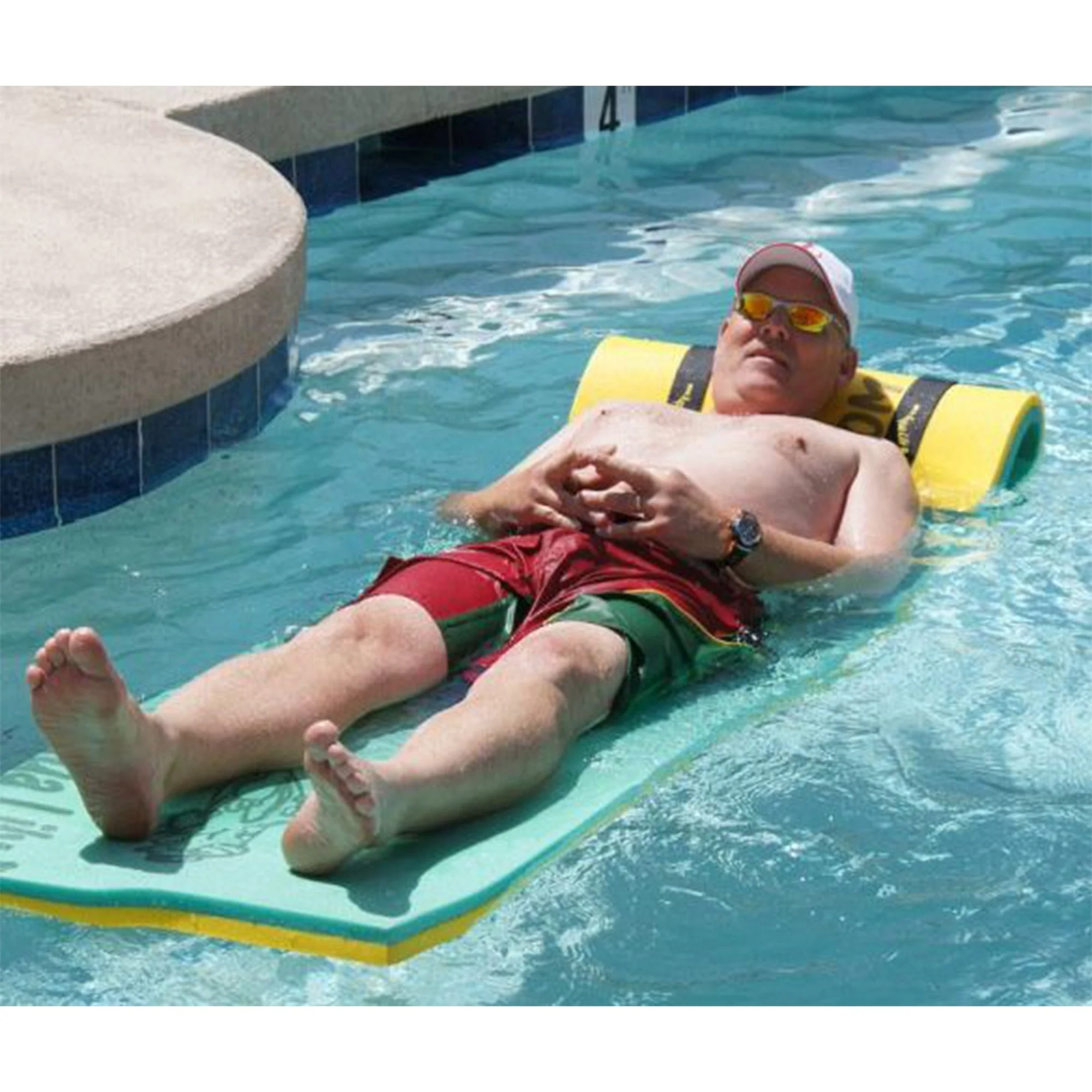 Aqua Lily Pad Tadpole Single Adult Floating Foam Pool Lounger Mat, Green/Yellow - Image 11