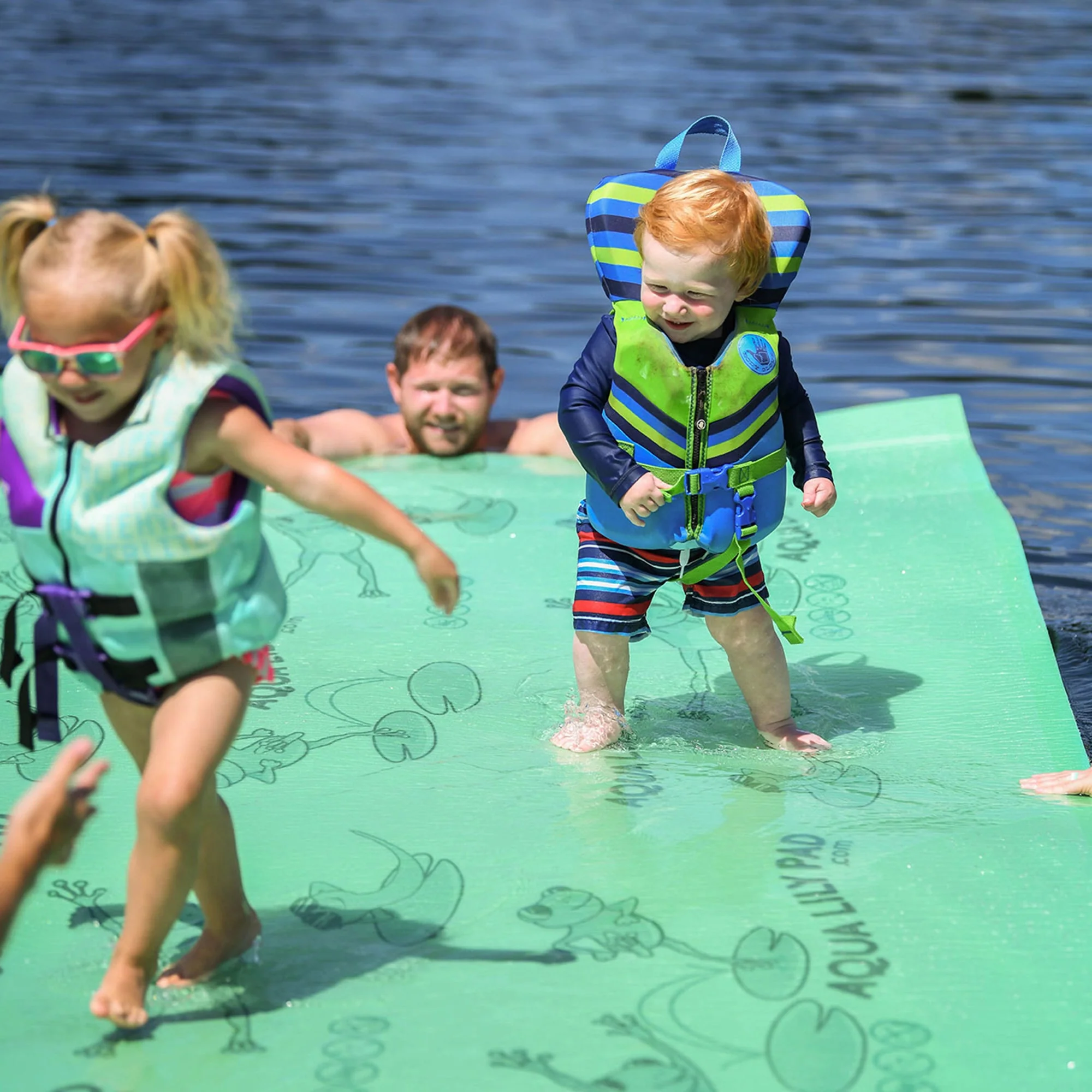 Aqua Lily Pad Water Mat Playground Floating Foam Pad Bundle w/ Nylon Storage Bag - Image 7