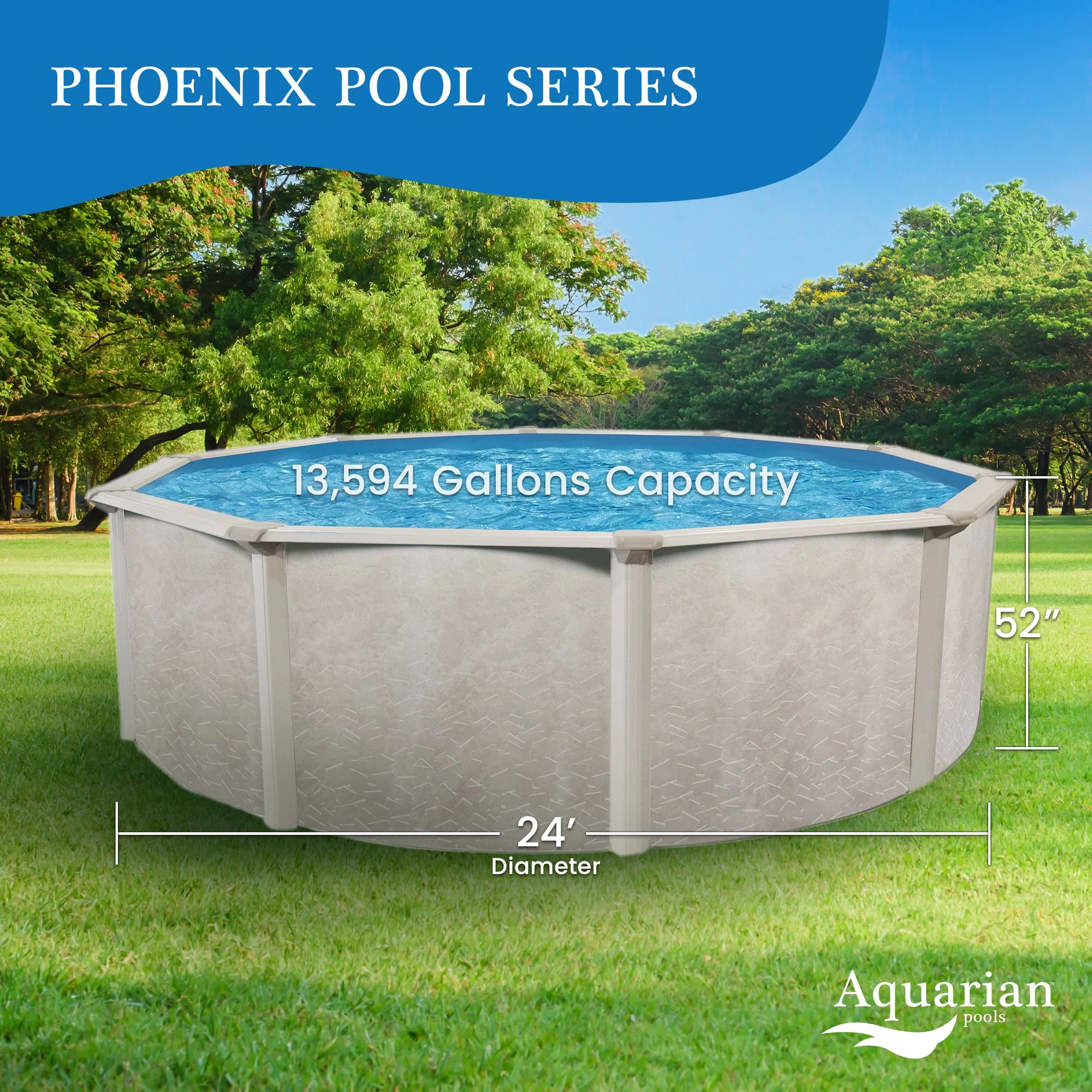 Aquarian Phoenix 24' x 52" Above Ground Swimming Pool with Pump and Ladder - Image 2
