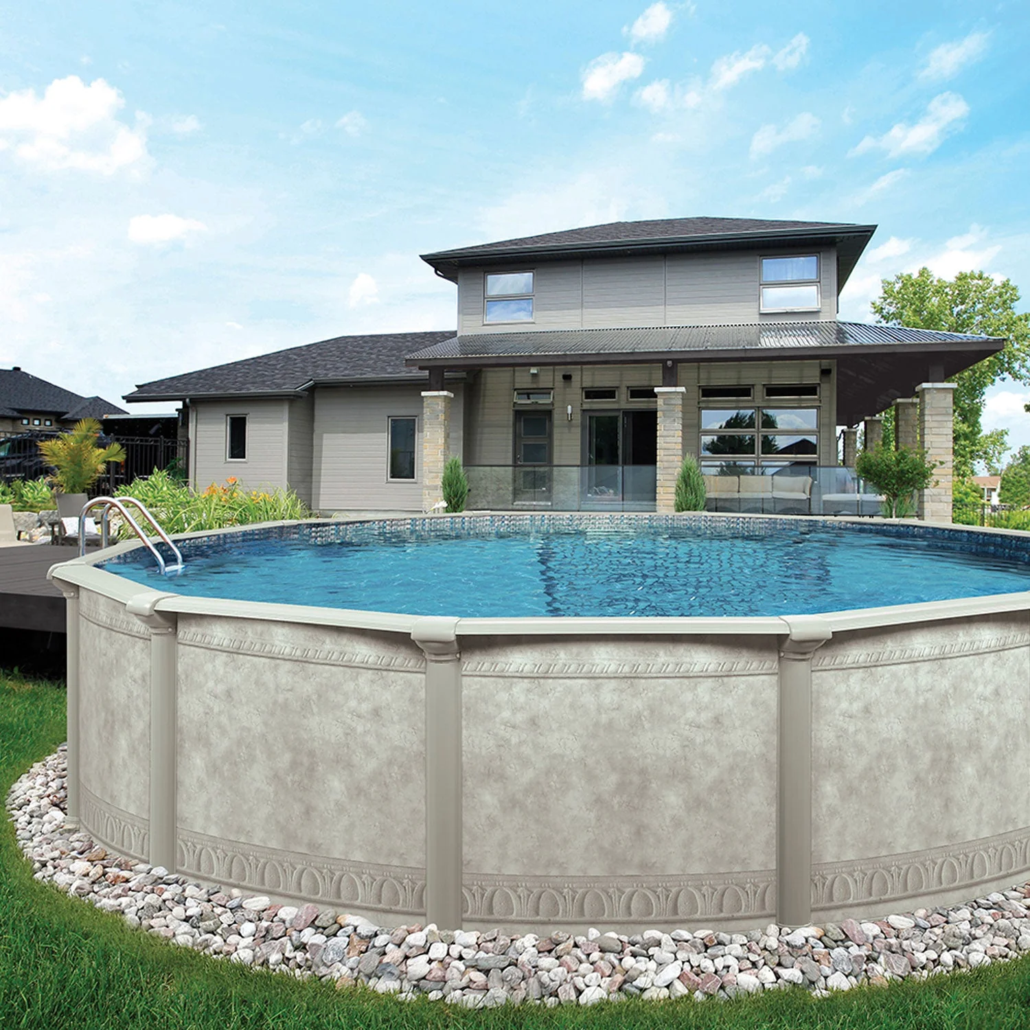 Aquarian Pools Khaki Venetian 24ft x 52in Outdoor Above Ground Swimming Pool - Image 5
